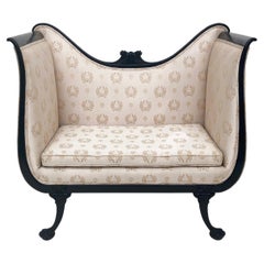 1900's Empire Elfenbein Tan Seide/Satin gepolstert Settee