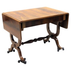 1900s Empire-Style Desk with Gorgeous Veneer Wood Grain Detail & Carved Legs