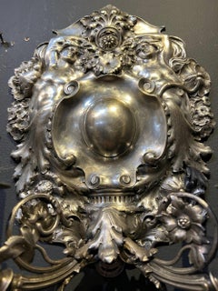 1900's English Baroco Silver Plated Sconces