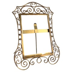 1900s English Brass Scrolled Picture Frame With Ornate Embellishments