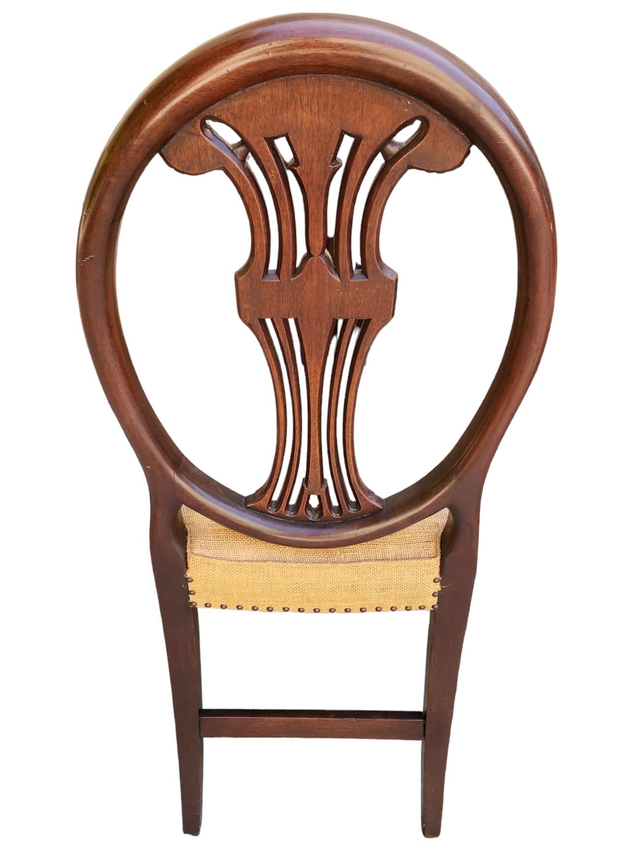 20th Century 1900s English Carved & Inlaid Dining Chairs, Group of 8 For Sale