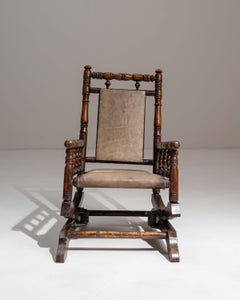 1900s English Rocking Armchair With Leather Seat And Back