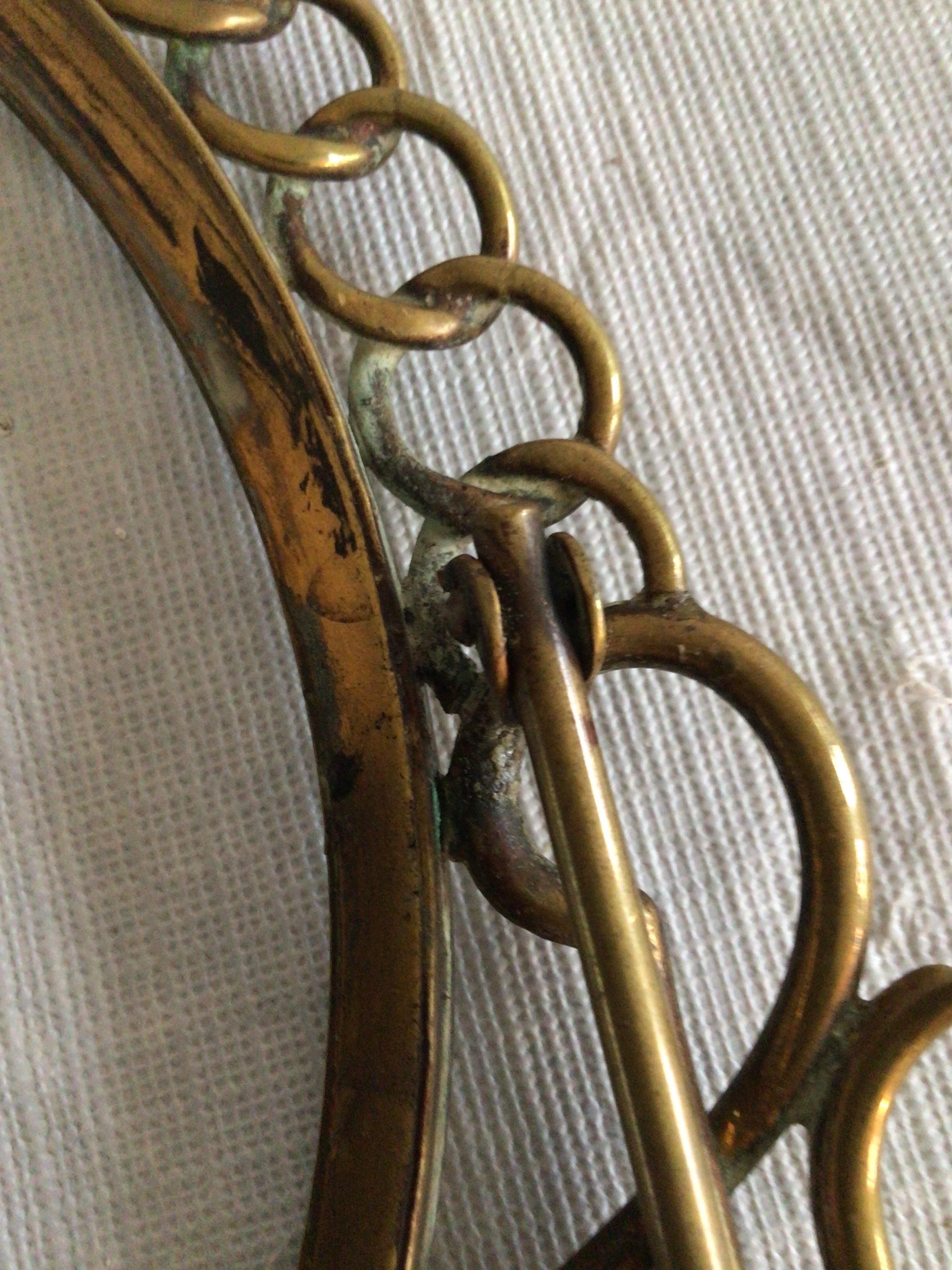1900's English Scrolled Brass Circular Picture Frame with Medallion Accents For Sale 7