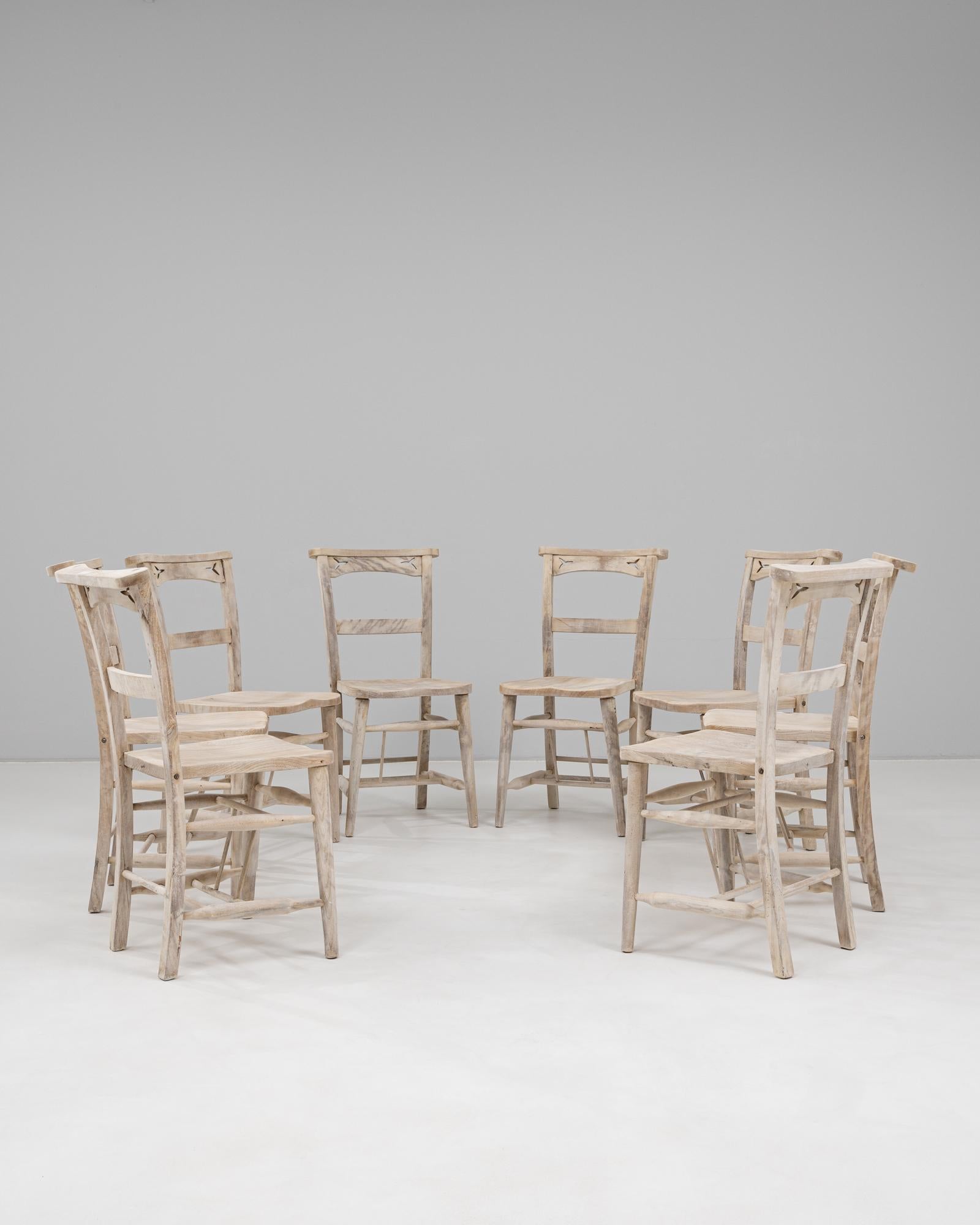 1900s English Set Of Eight Oak Dining Chairs in vendita 5