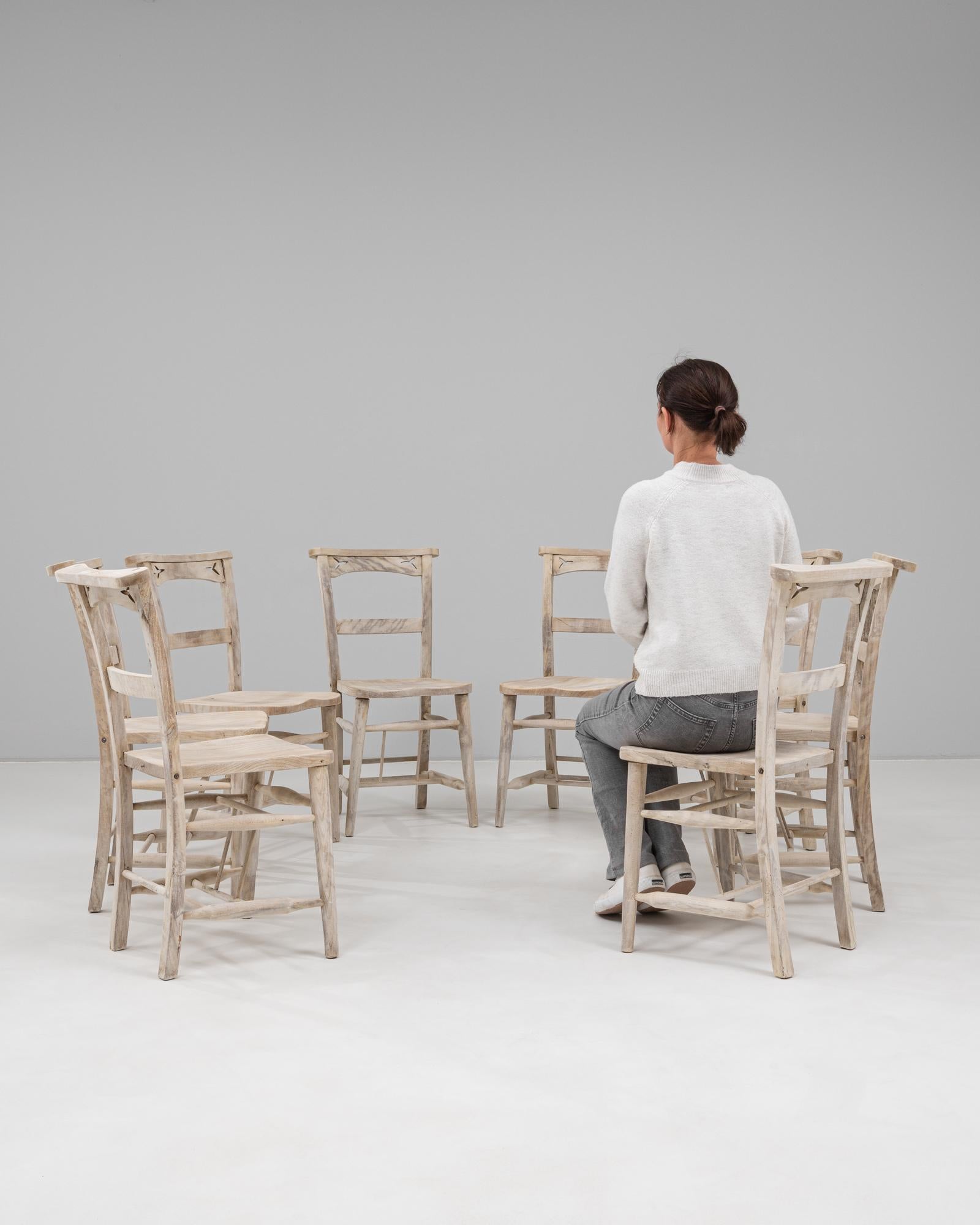 1900s English Set Of Eight Oak Dining Chairs in vendita 6