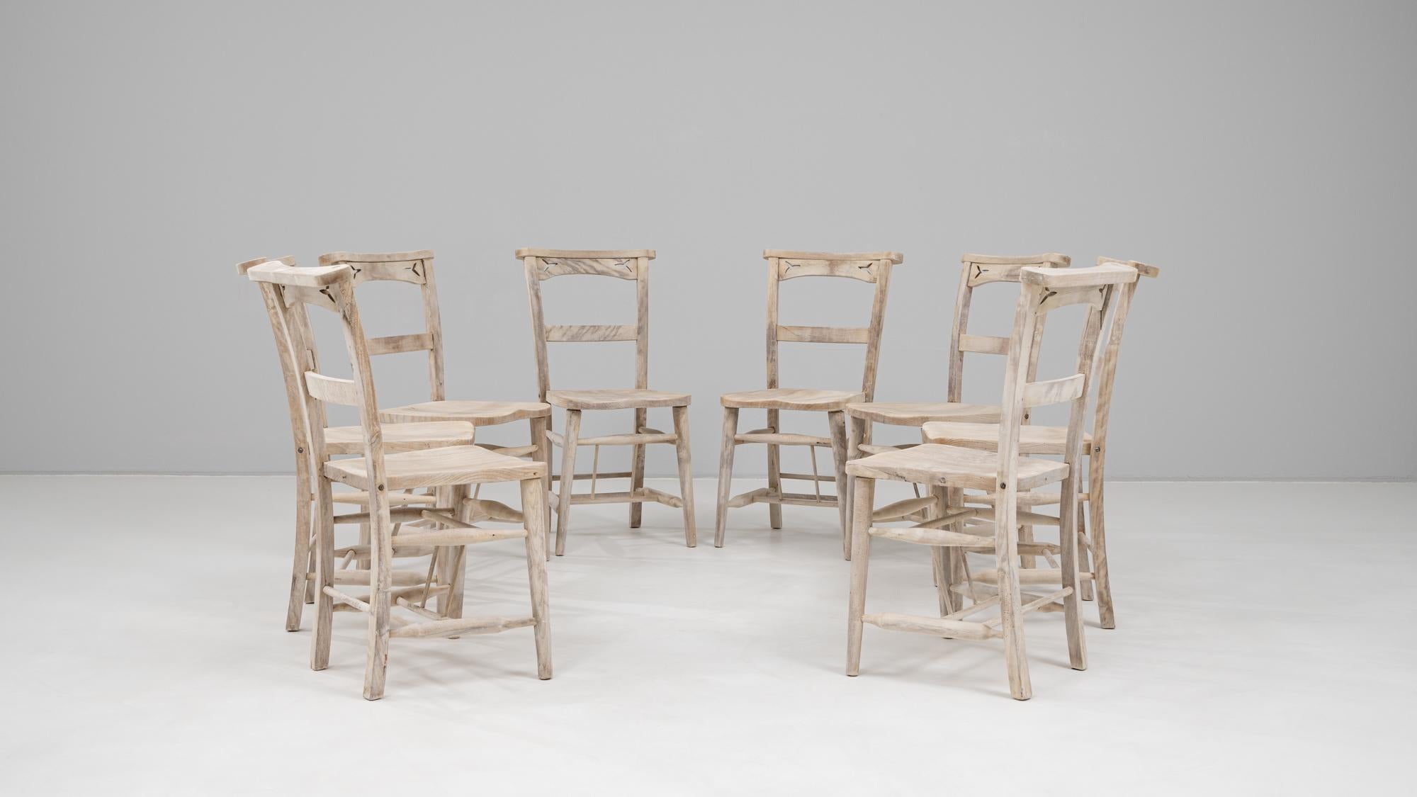 1900s English Set Of Eight Oak Dining Chairs in vendita 8
