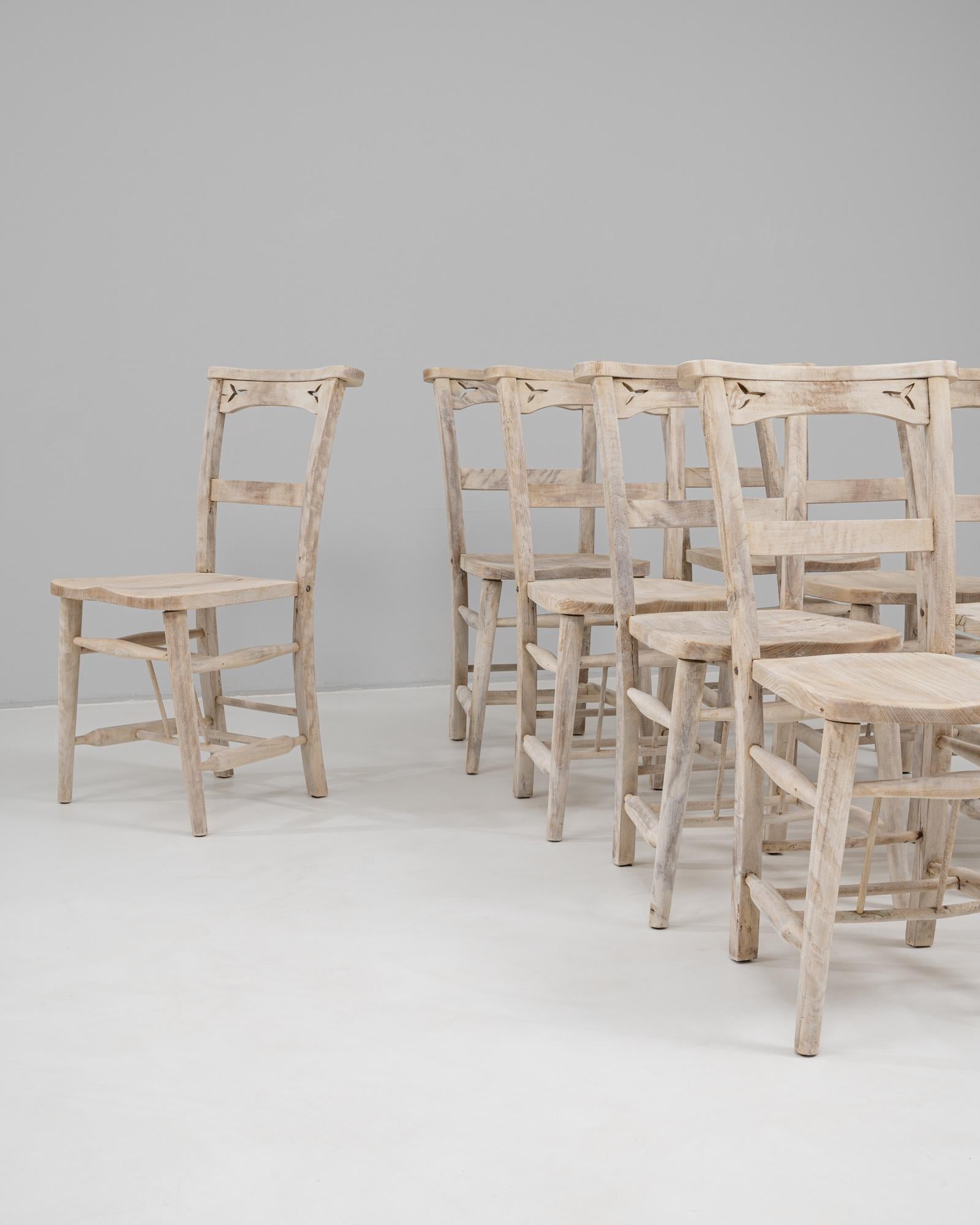 Quercia 1900s English Set Of Eight Oak Dining Chairs in vendita