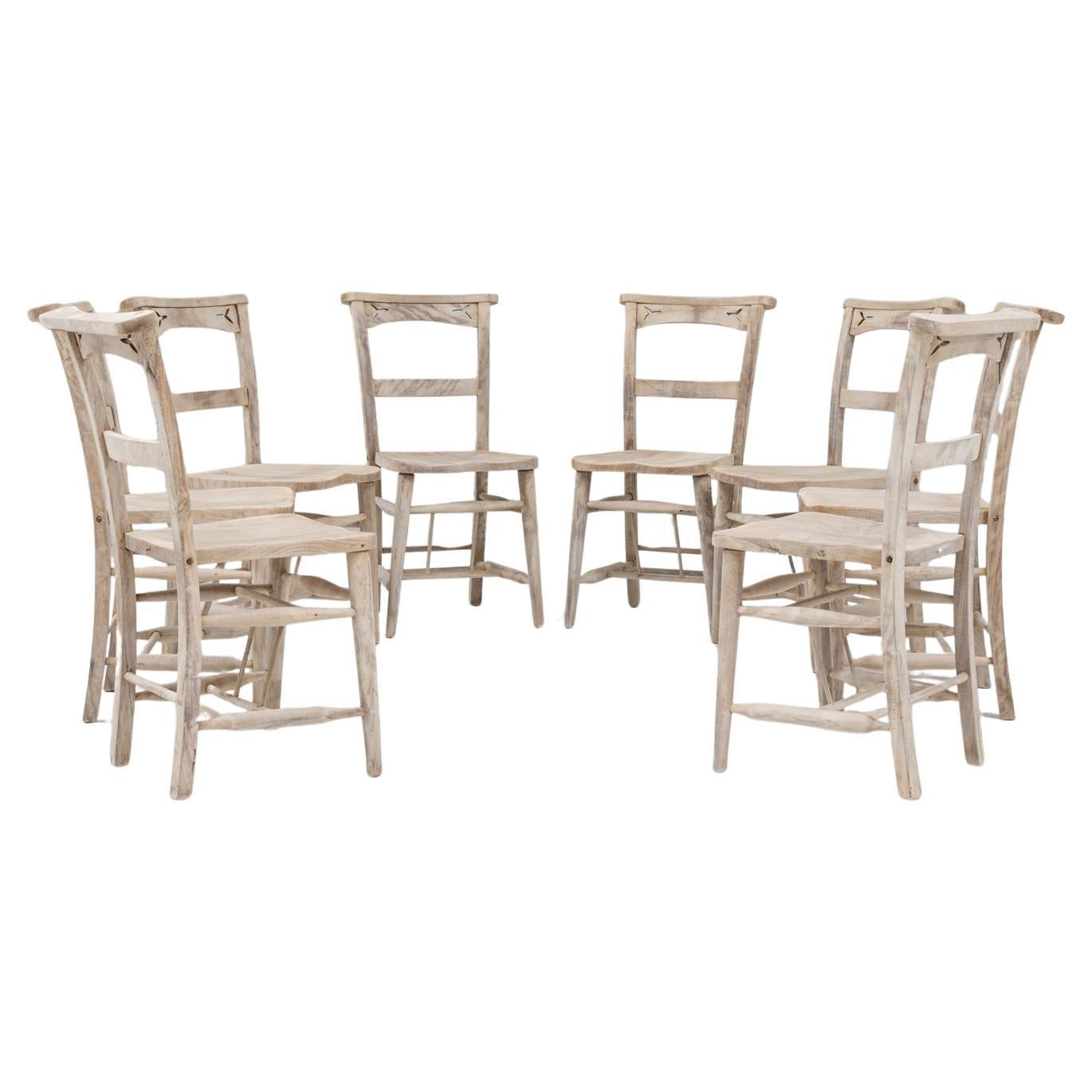 1900s English Set Of Eight Oak Dining Chairs