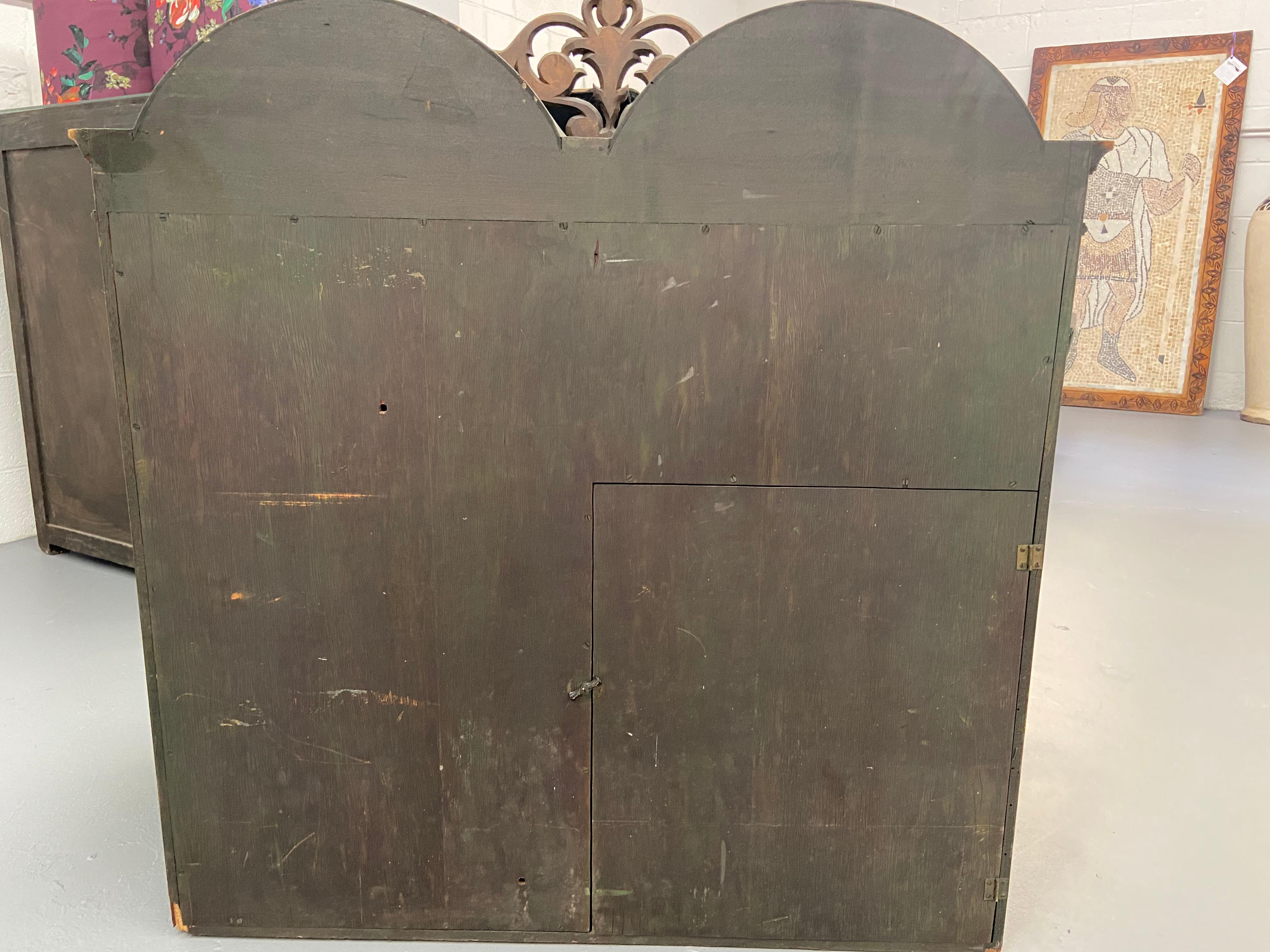 Georgian 1900's English Floral Paint Decorated Radio Cabinet Cupboard 