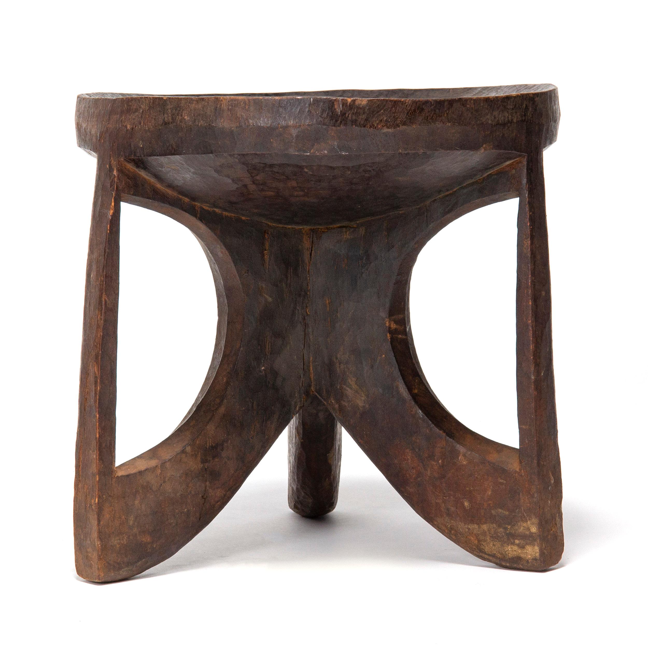Hand-Carved 1900s Ethiopian Carved Tribal Stool