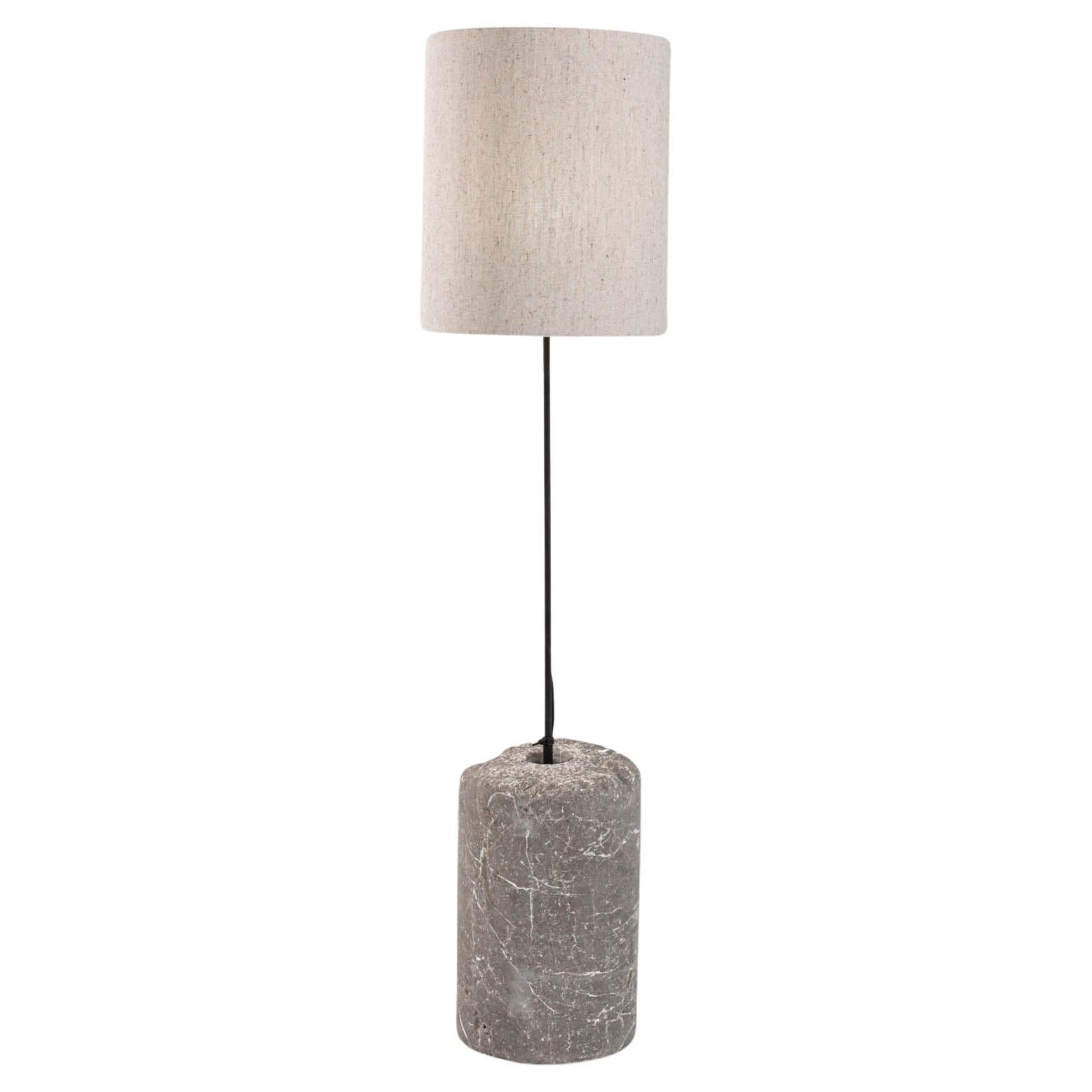1900s European Marble & Metal Floor Lamp
