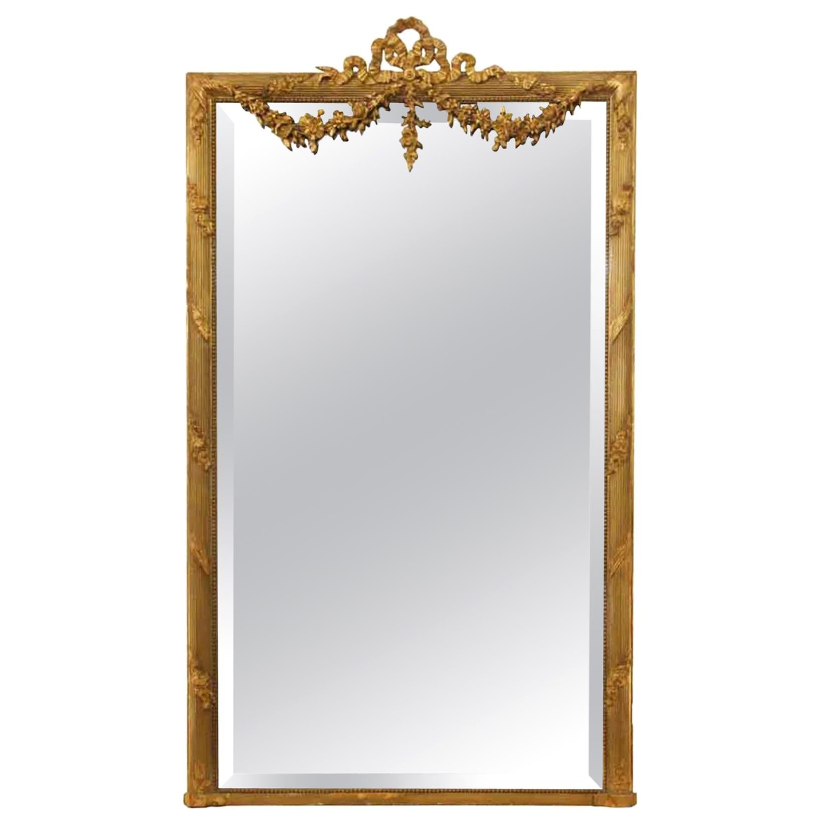 1900s European Rectangular Gold Gilded Ornate over Mantel Mirror