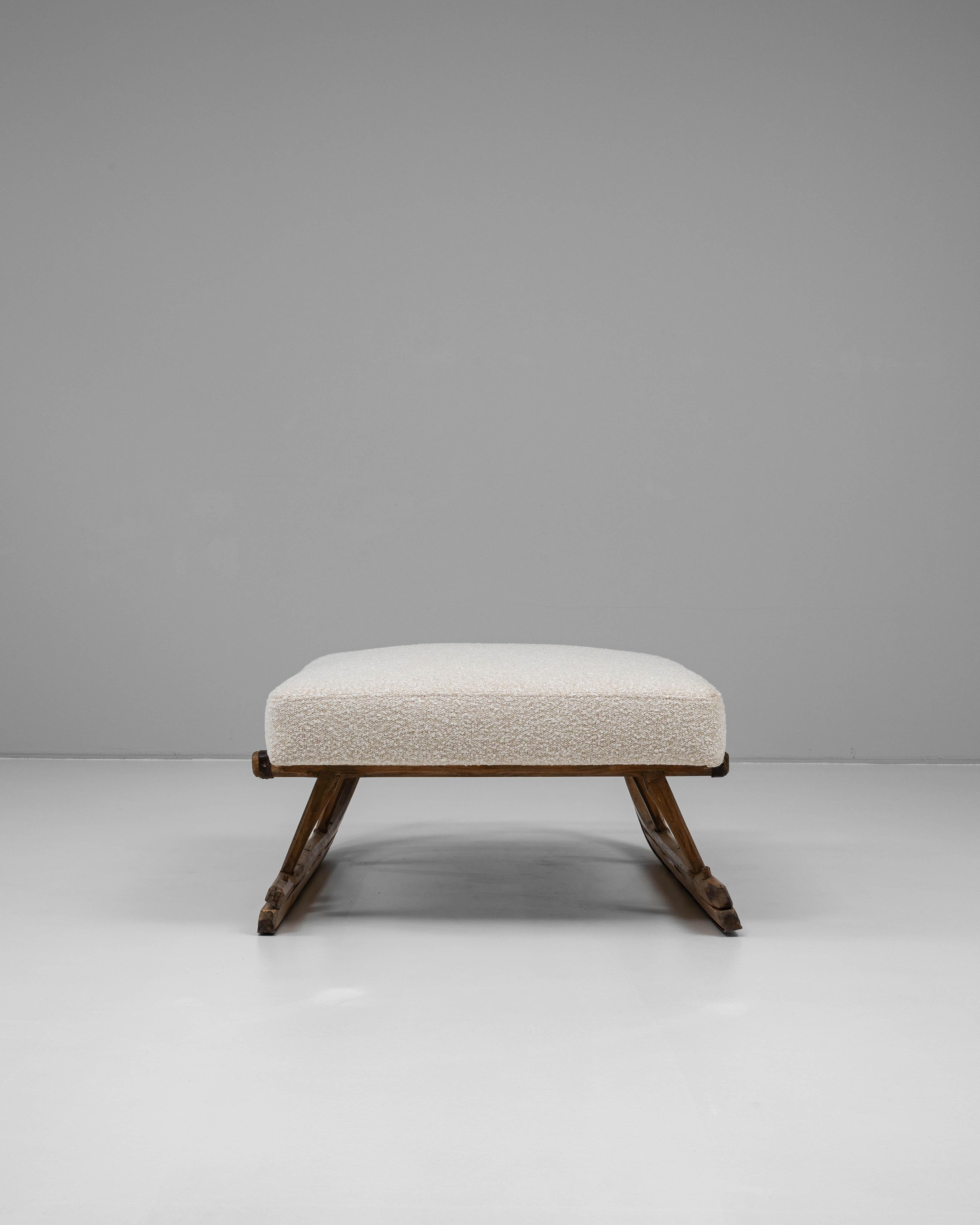 Upholstery 1900s European Wooden Bench With Upholstered Seat For Sale