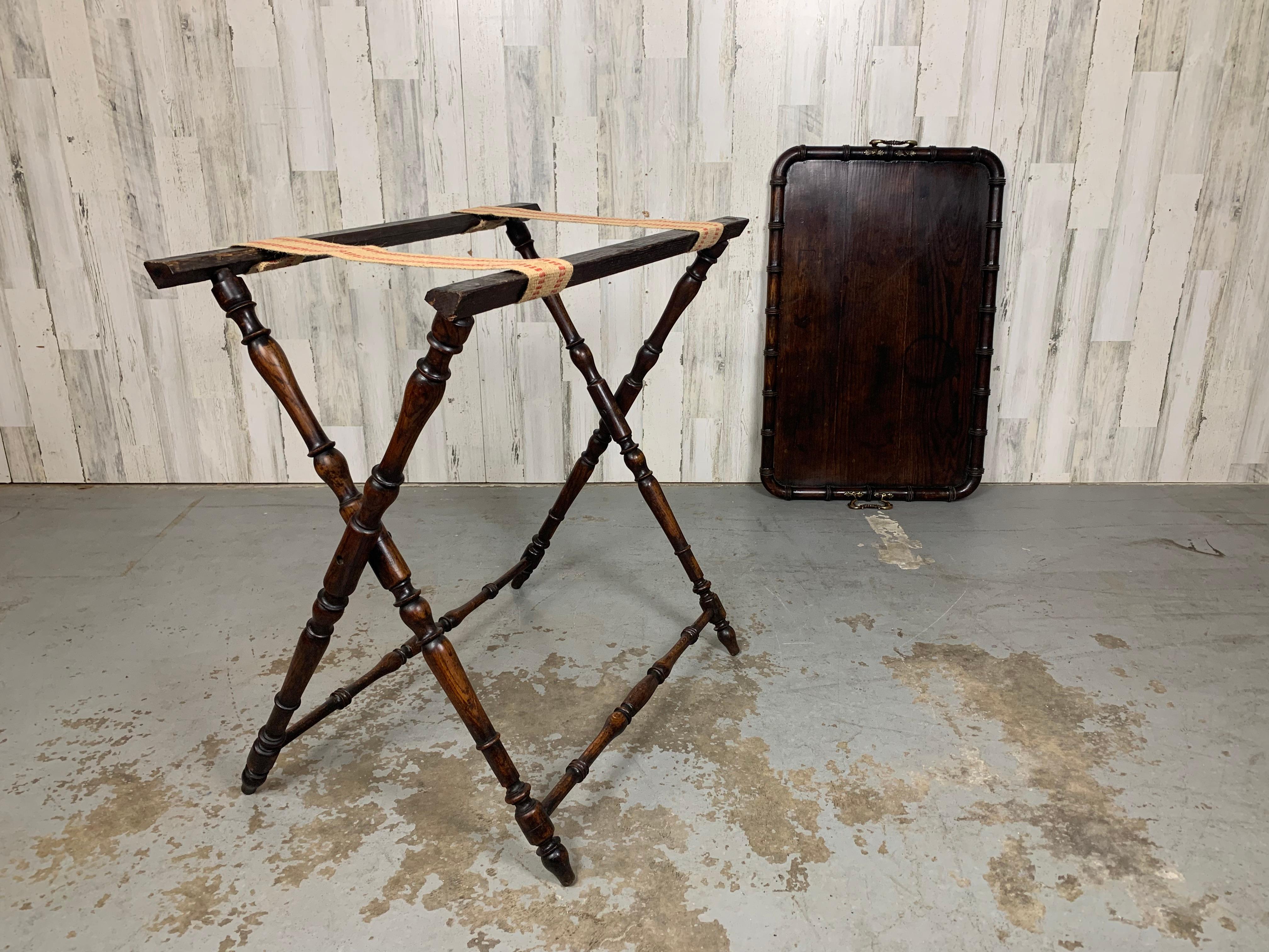 1900's Faux Bamboo Folding Butler Tray For Sale 1
