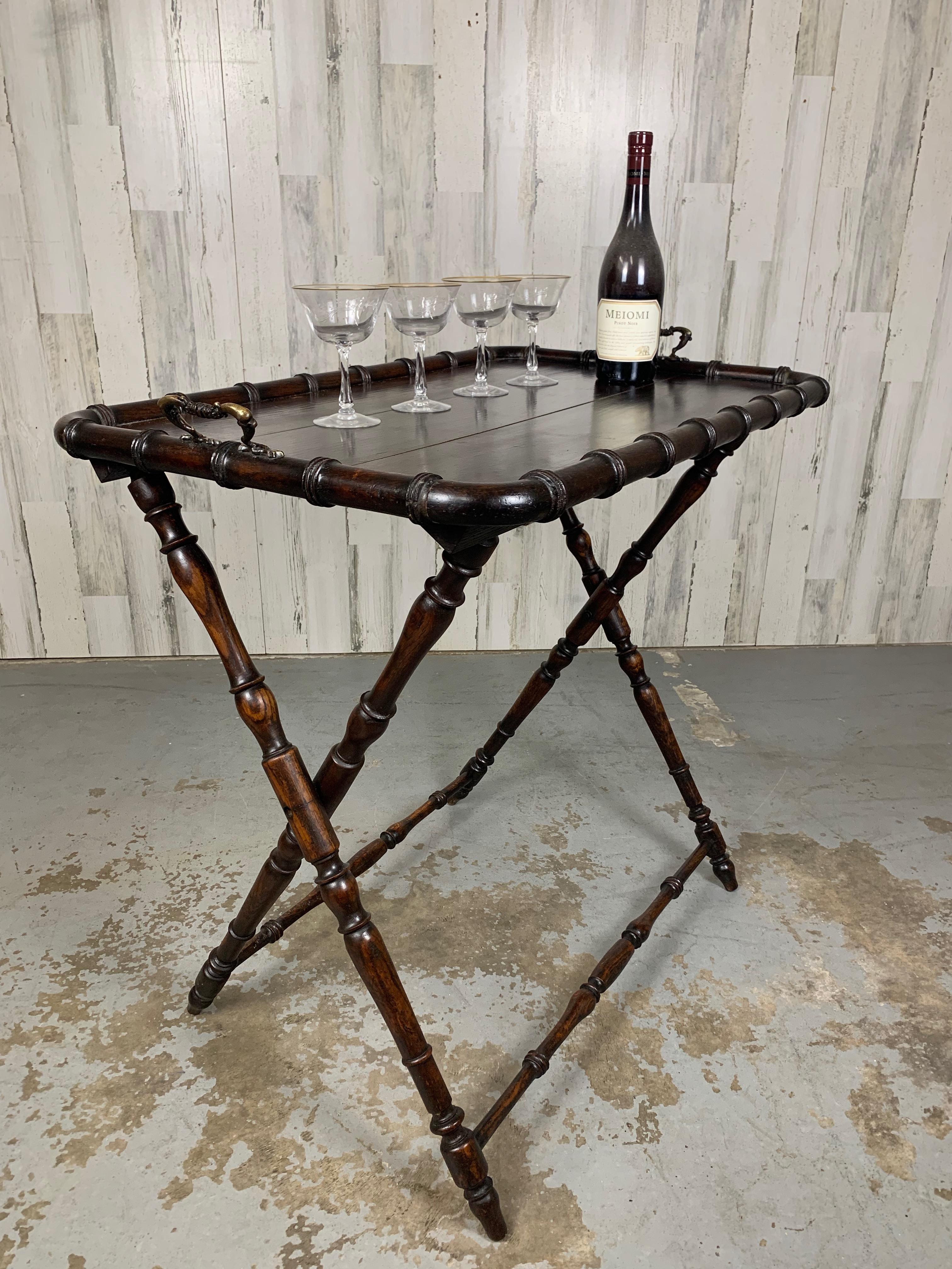 1900's Faux Bamboo Folding Butler Tray For Sale 4