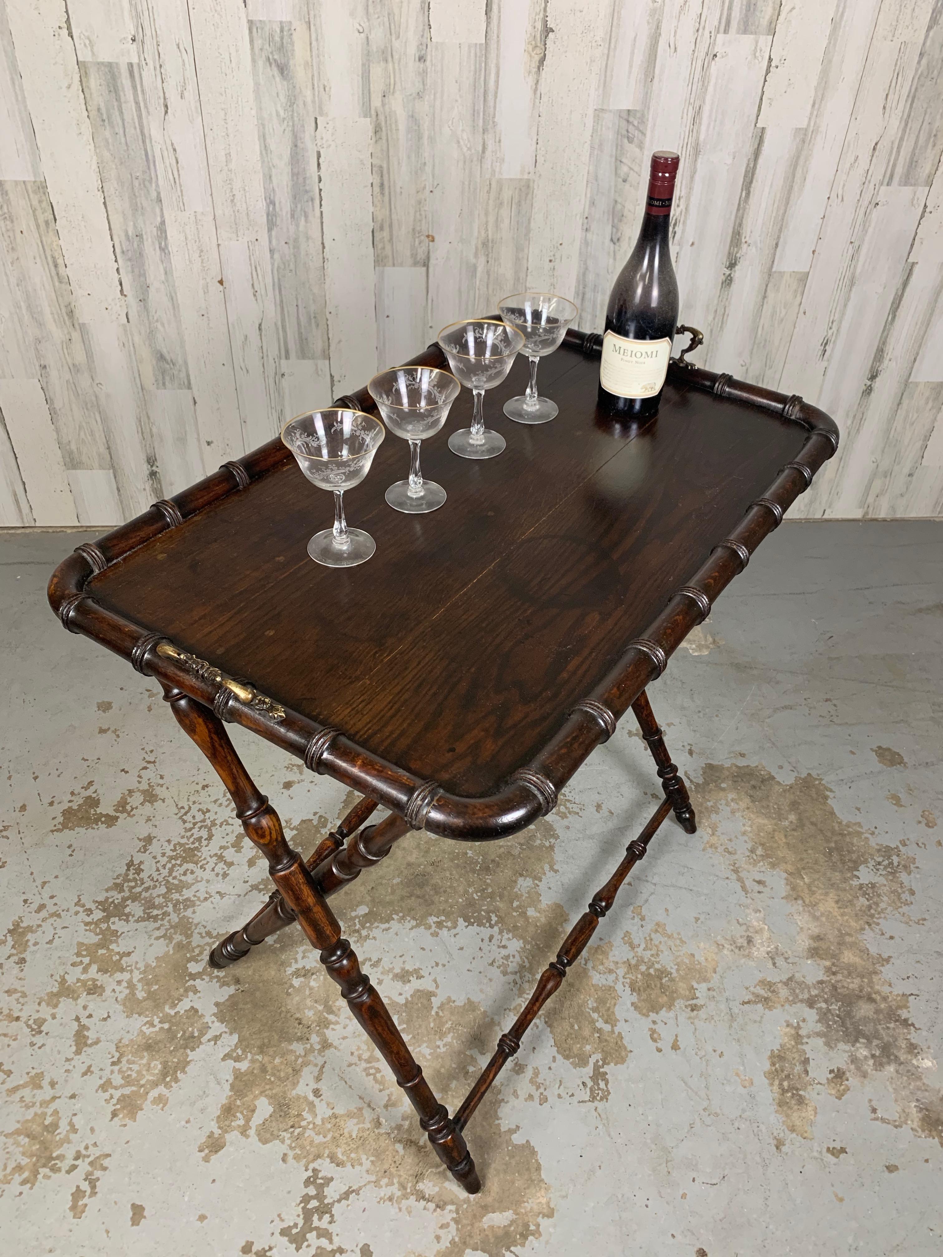 1900's Faux Bamboo Folding Butler Tray For Sale 5