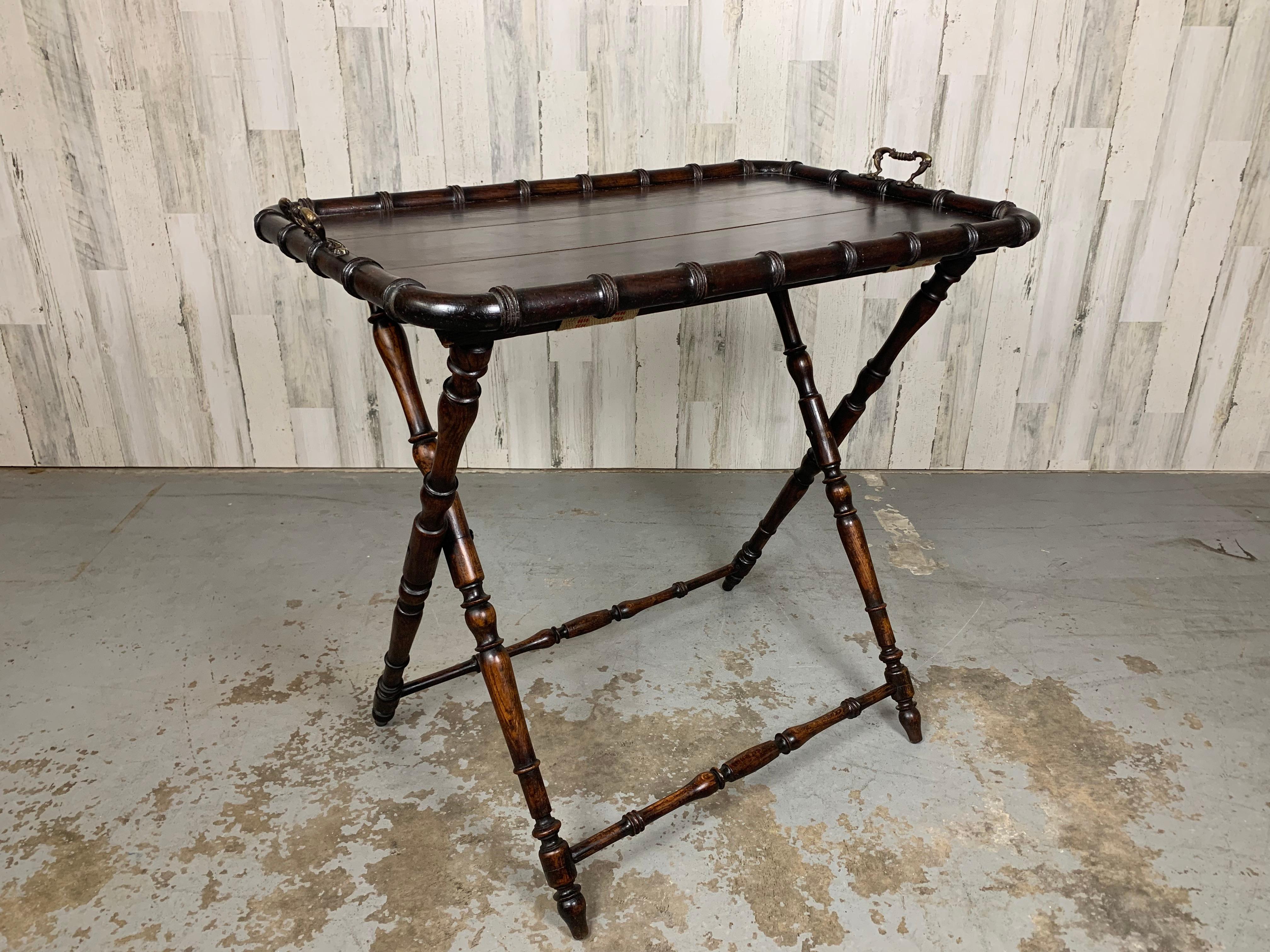 Edwardian 1900's Faux Bamboo Folding Butler Tray For Sale