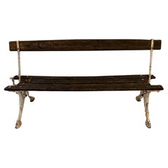 1900s faux bois french painted cast iron garden bench