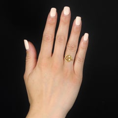 1900s Fine Pearl 18 Karat Yellow Rose Gold Openwork Lozenge Shape Ring