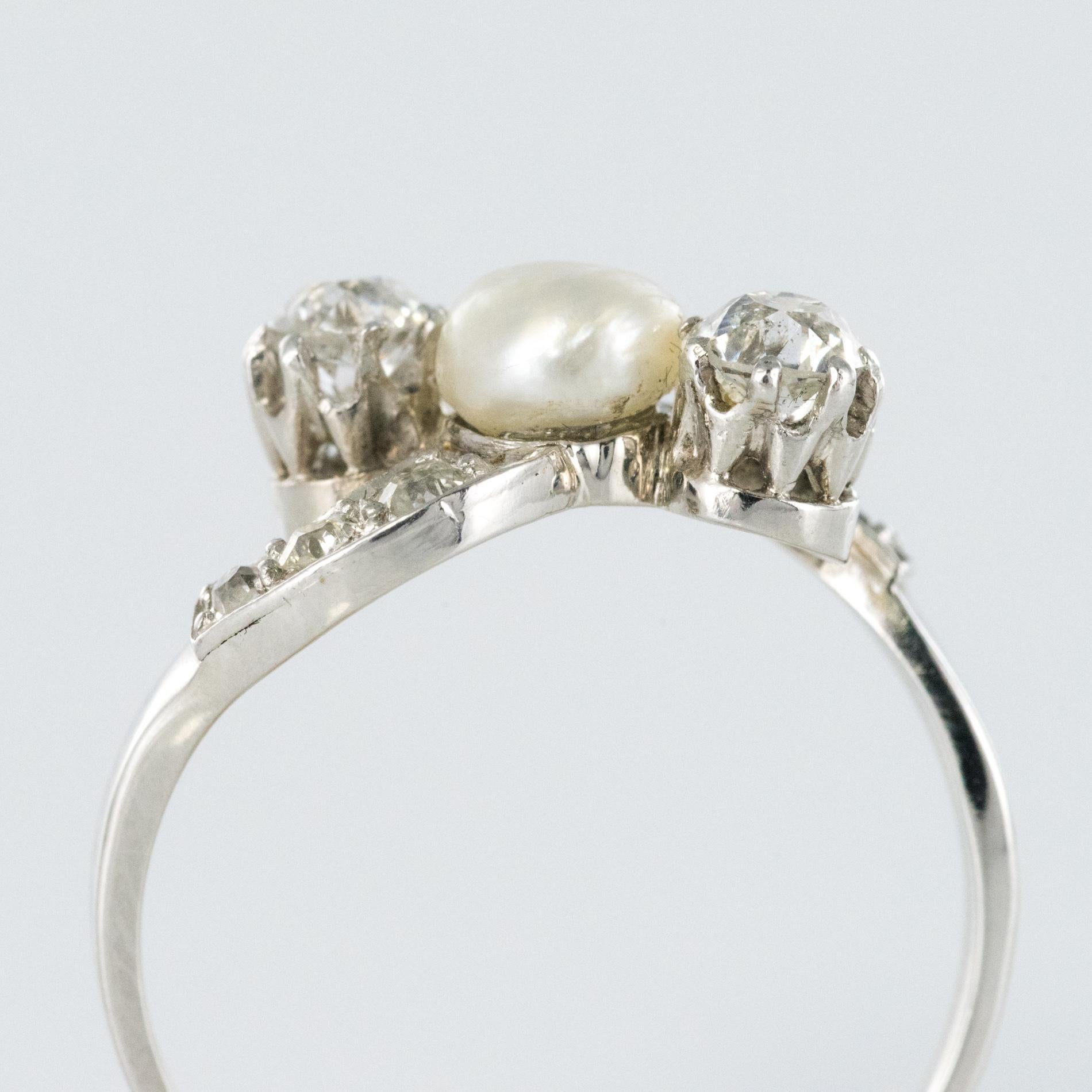 1900s Fine Pearl Diamond Gold Rhodium Ring 5
