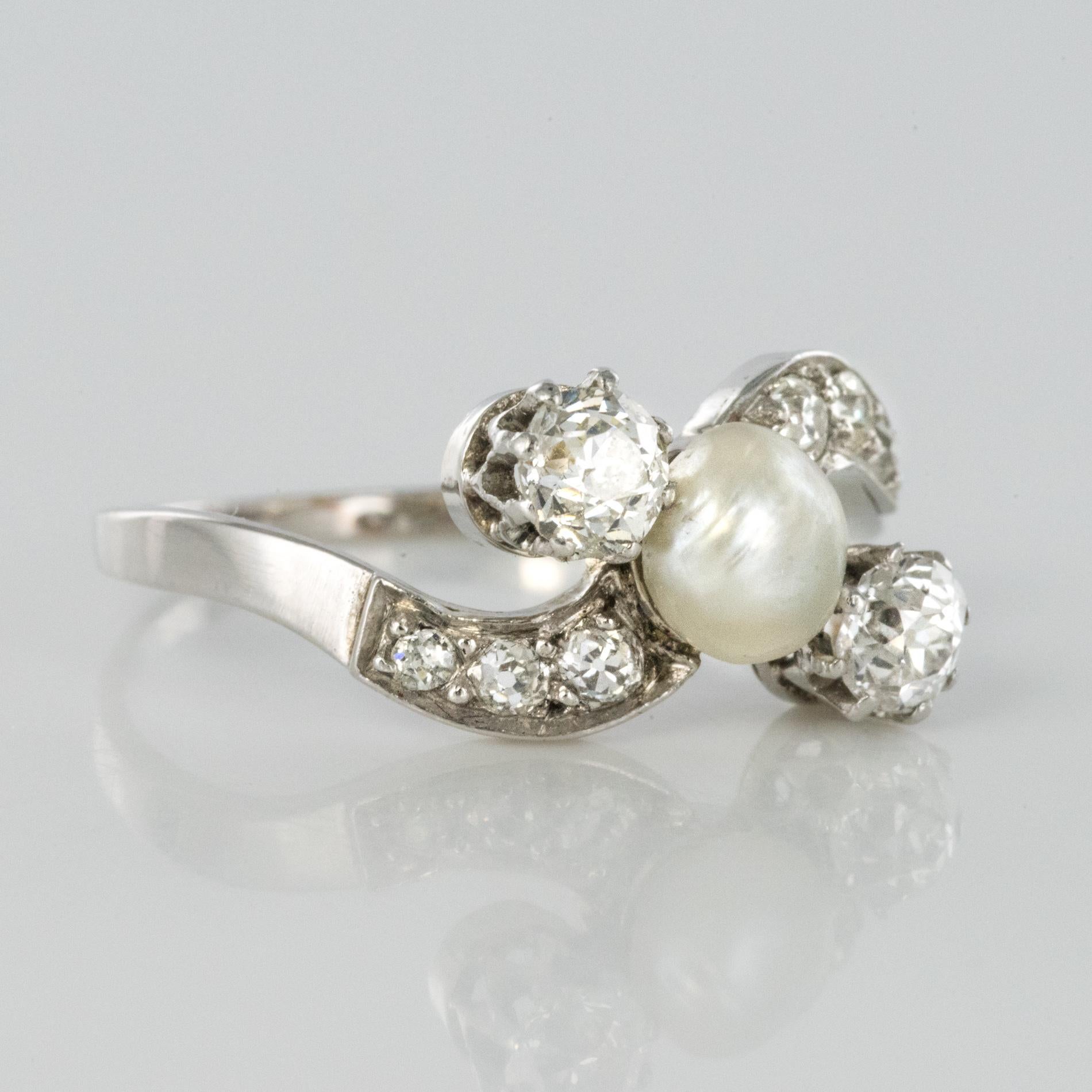 1900s Fine Pearl Diamond Gold Rhodium Ring 6