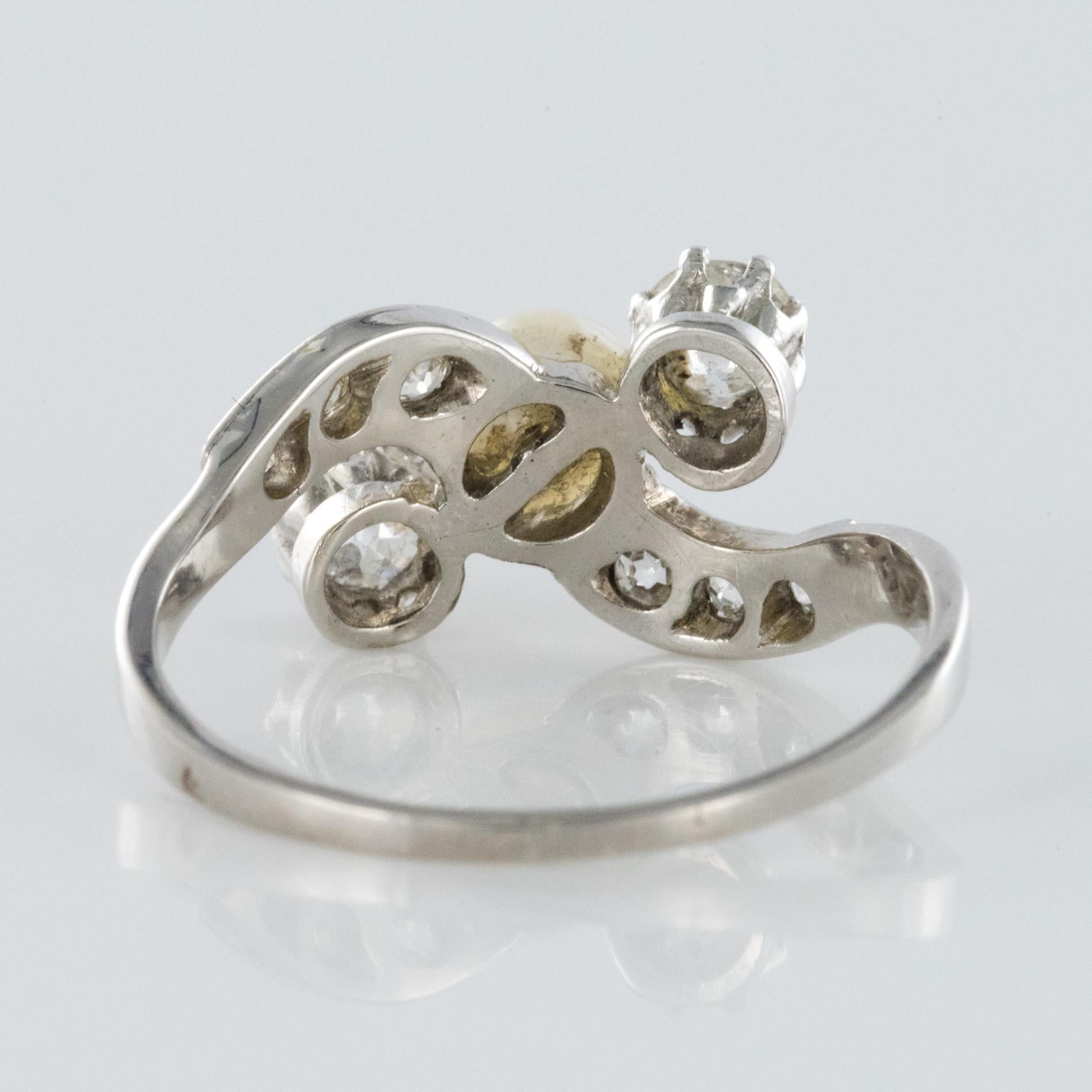 1900s Fine Pearl Diamond Gold Rhodium Ring 8