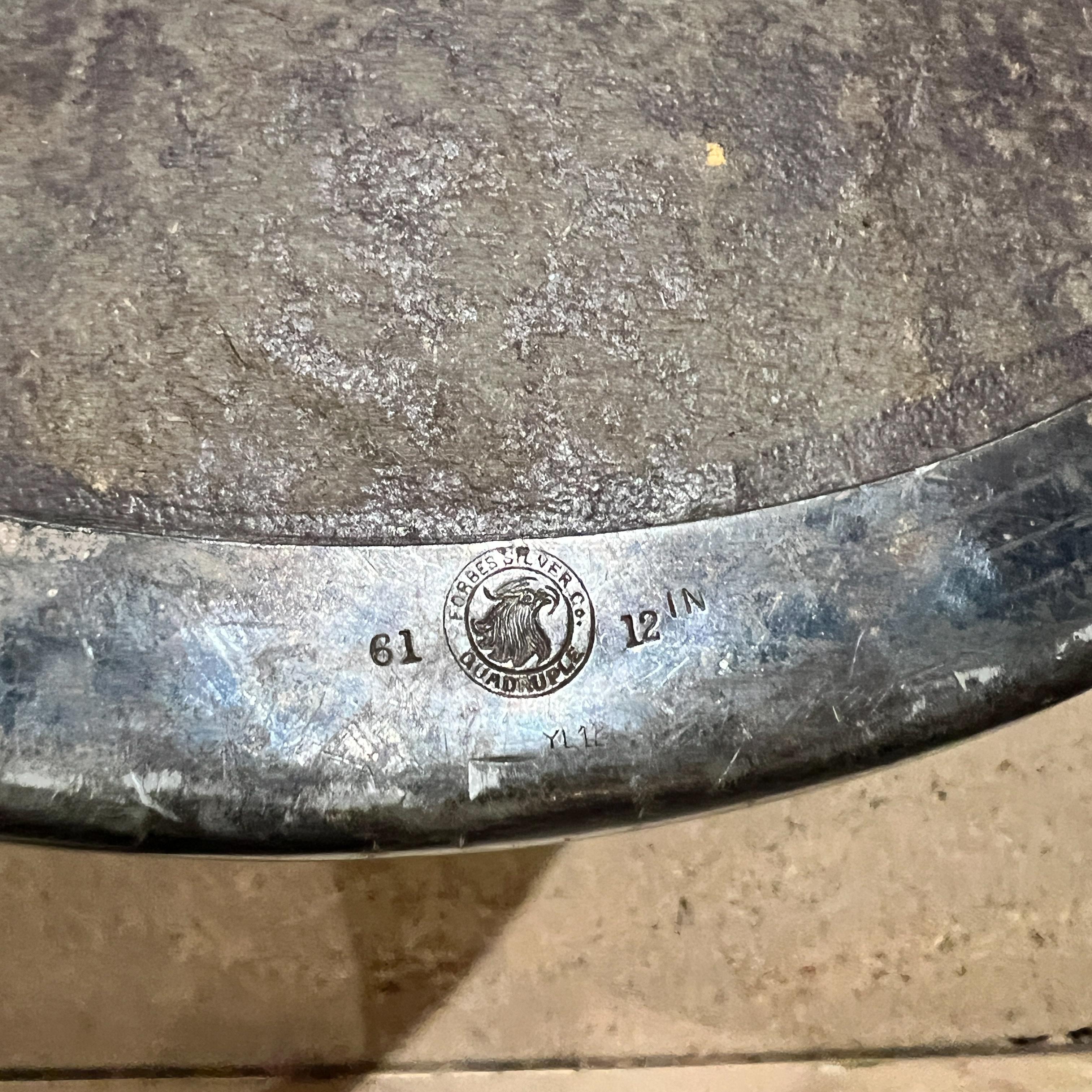 1900s Forbes Plata Bandeja Redonda Meseta Espejo Victoriano en venta 4