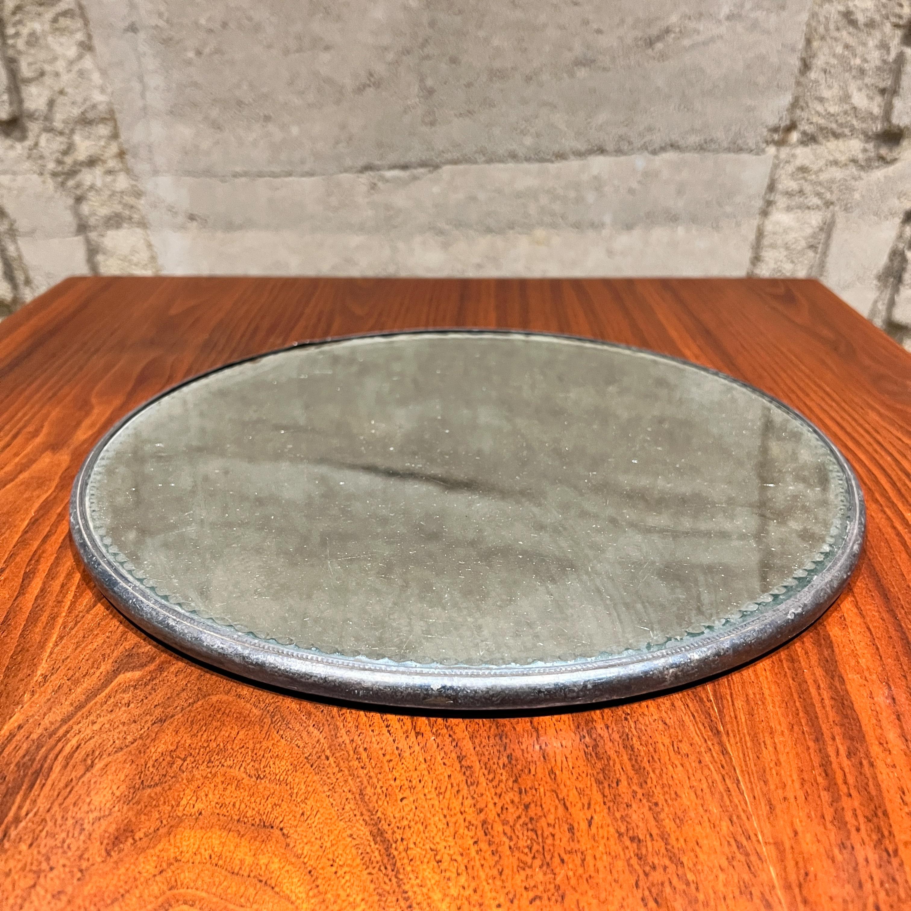 1900s Forbes Plata Bandeja Redonda Meseta Espejo Victoriano Victoriano temprano en venta