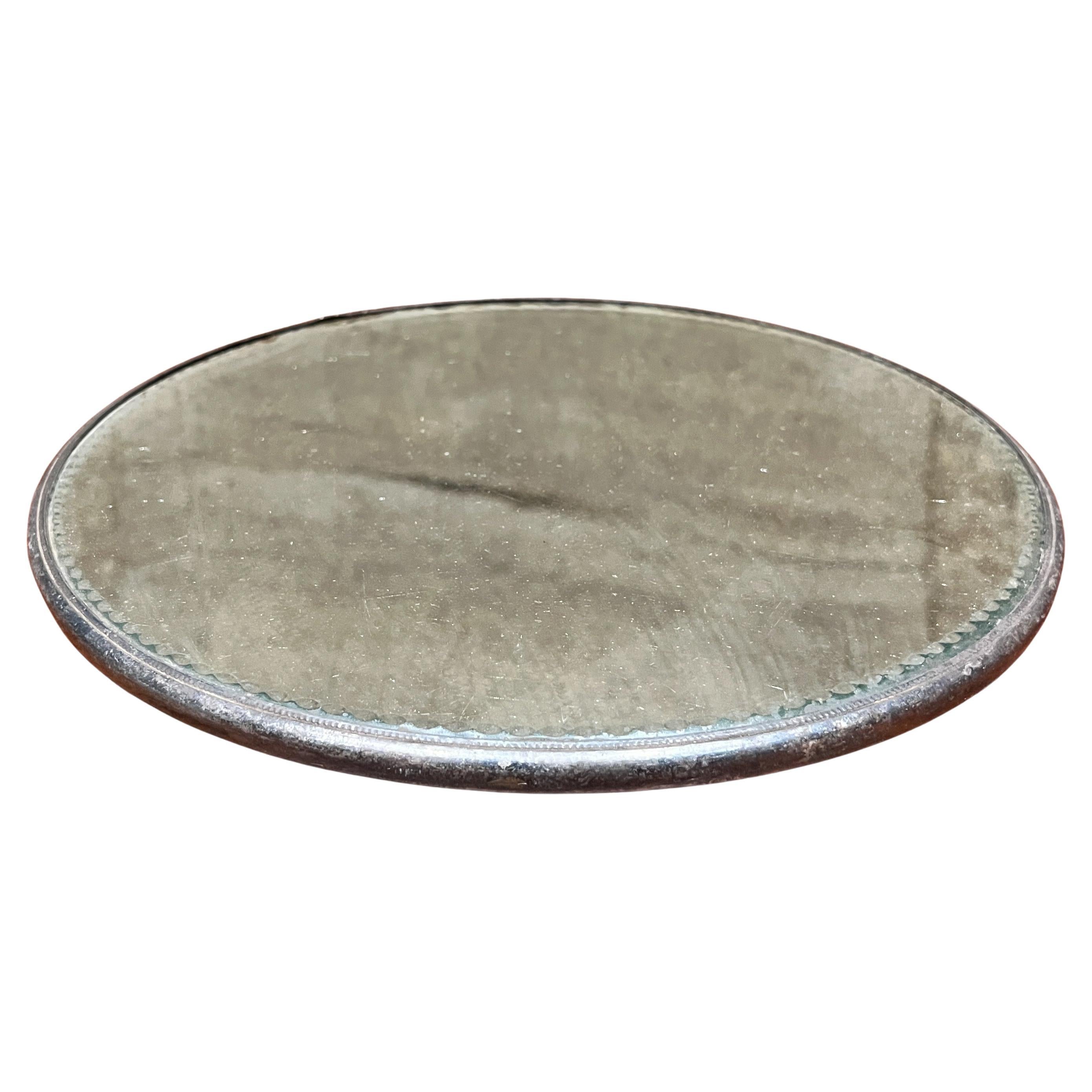 1900s Forbes Plata Bandeja Redonda Meseta Espejo Victoriano