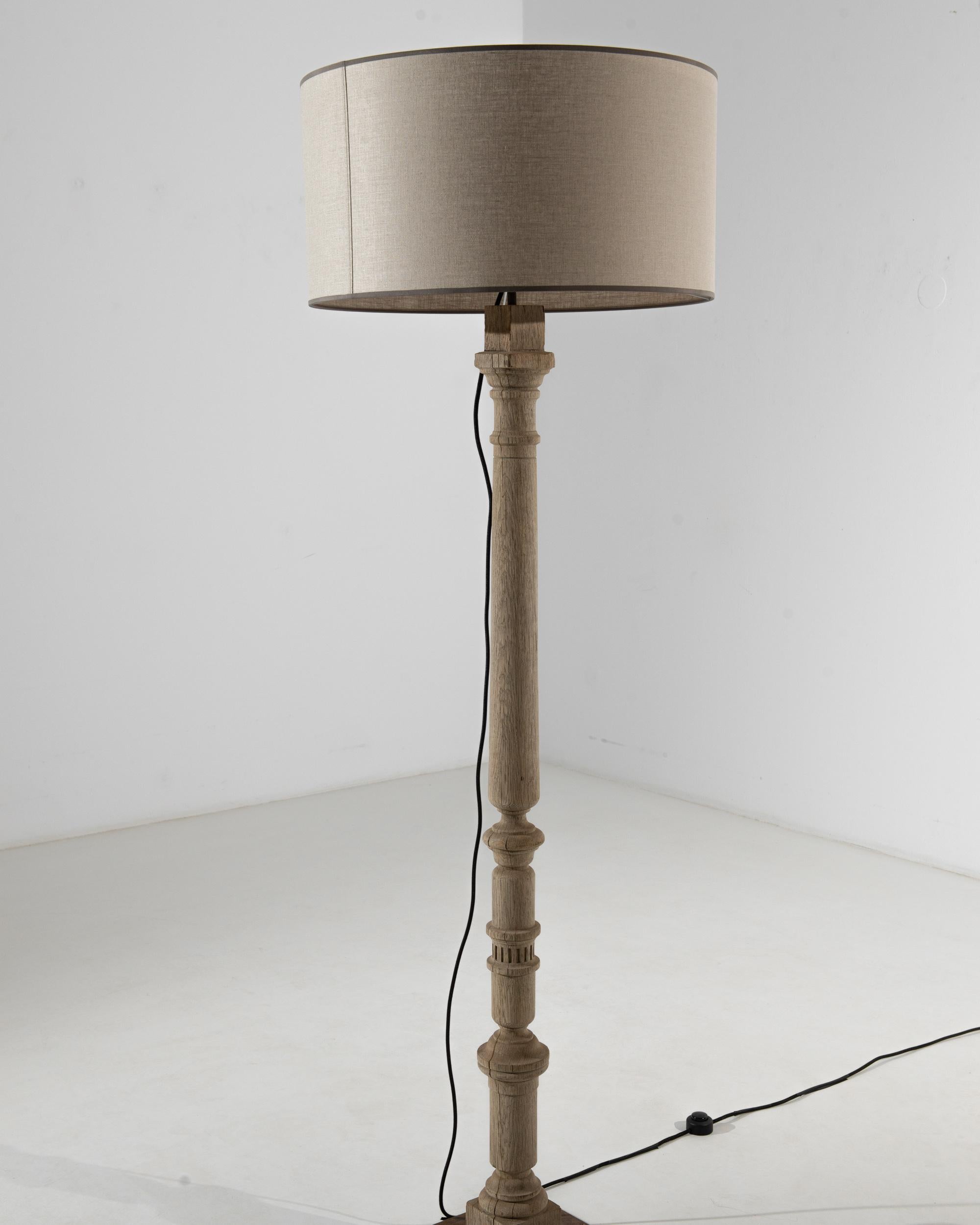 1900s France Bleached Oak Floor Lamp 2