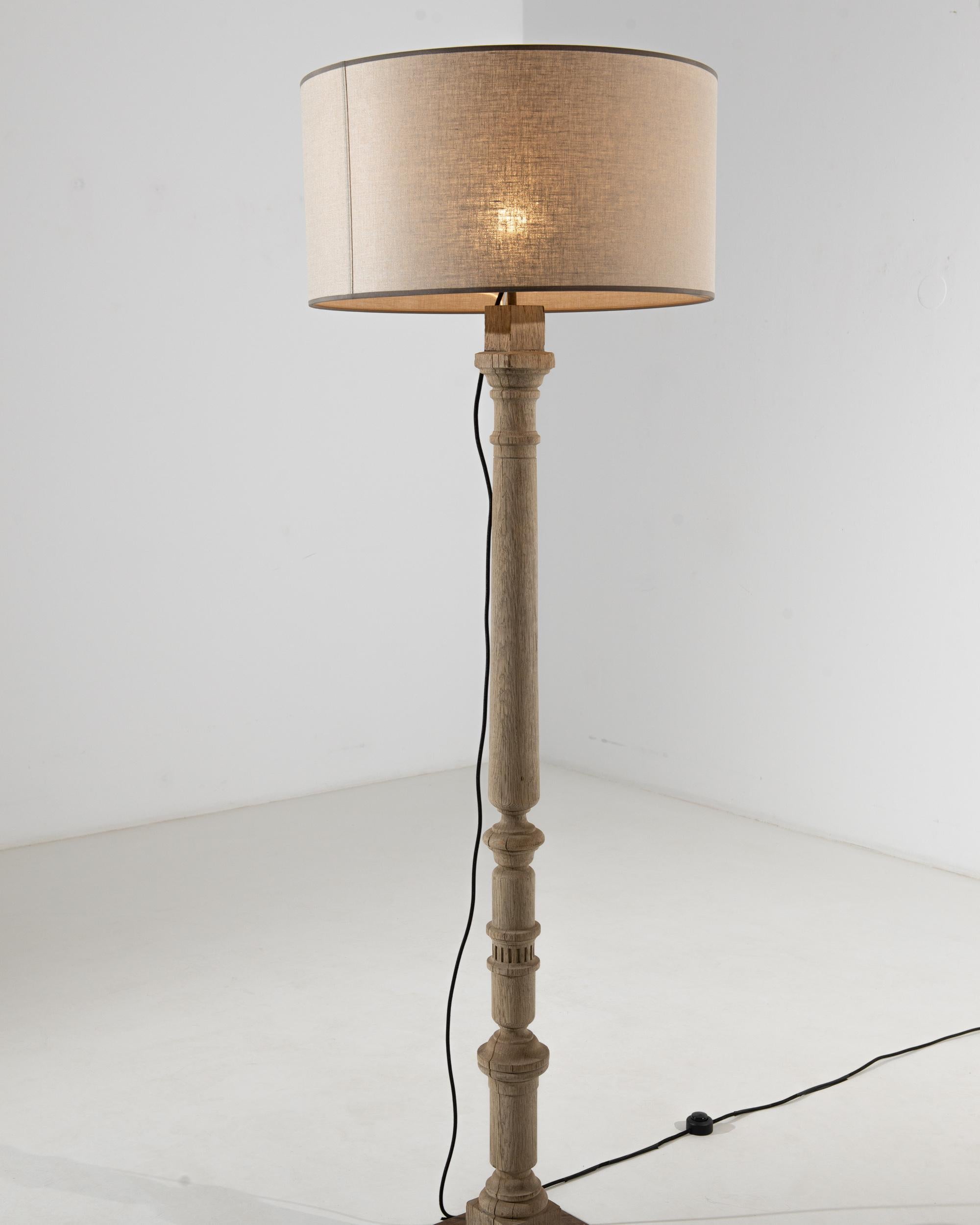 1900s France Bleached Oak Floor Lamp 3