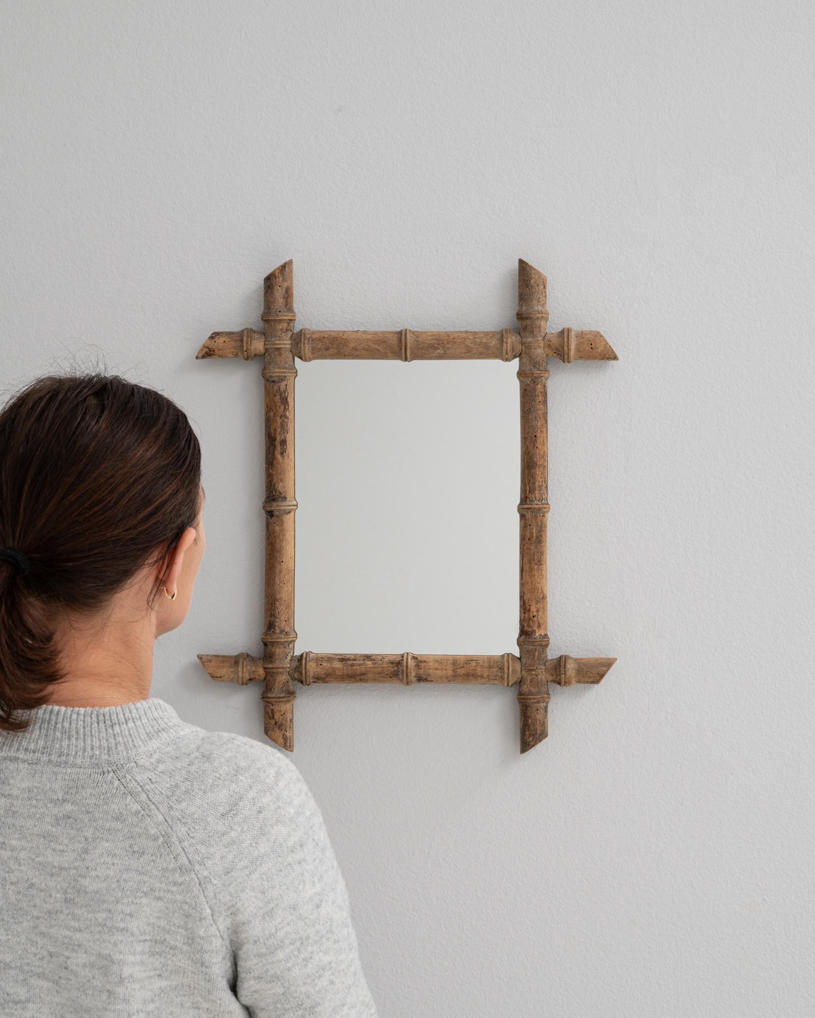 Espejo de bambú de imitación de Francia de 1900 Francés en venta