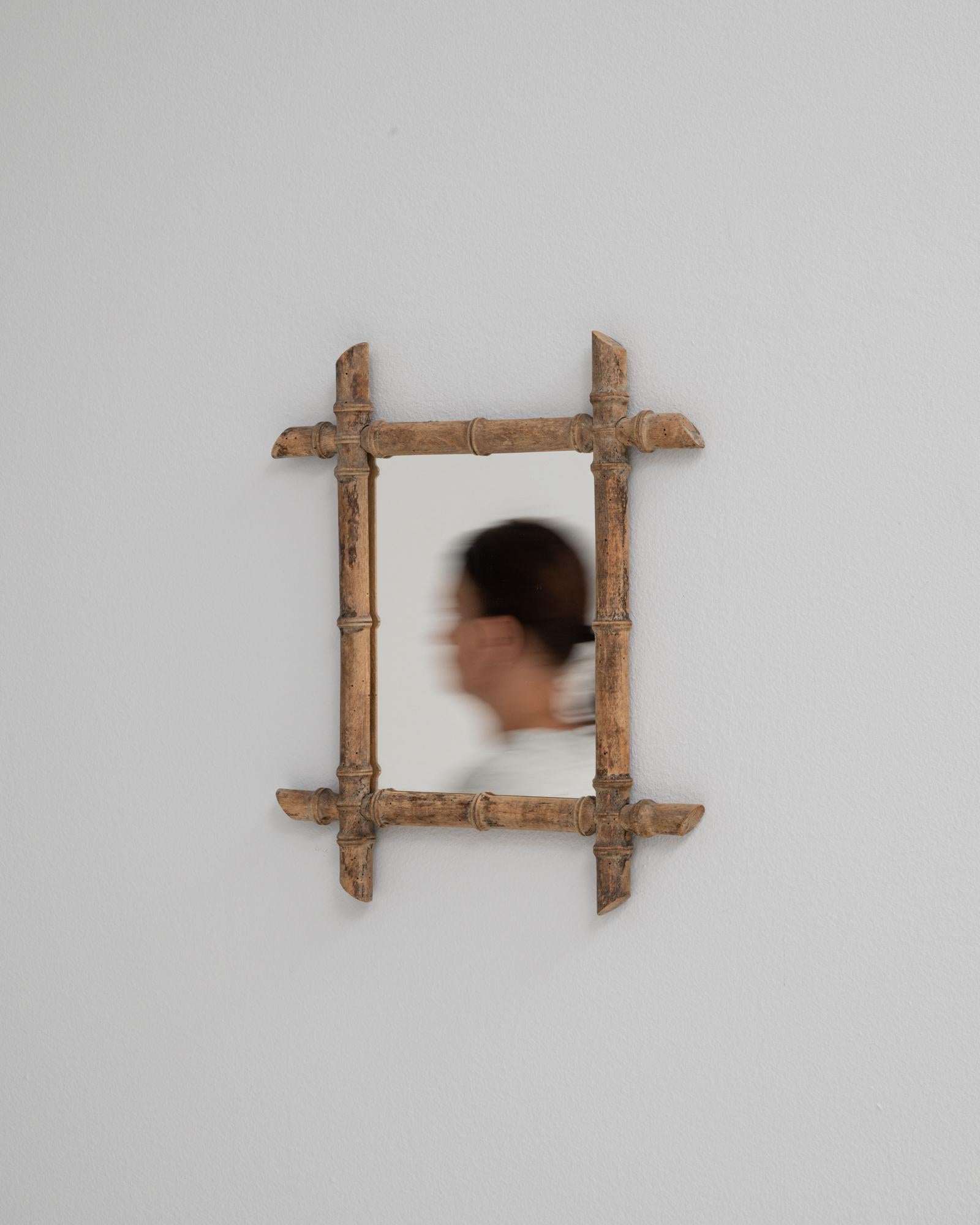 Espejo de bambú de imitación de Francia de 1900 en venta 1