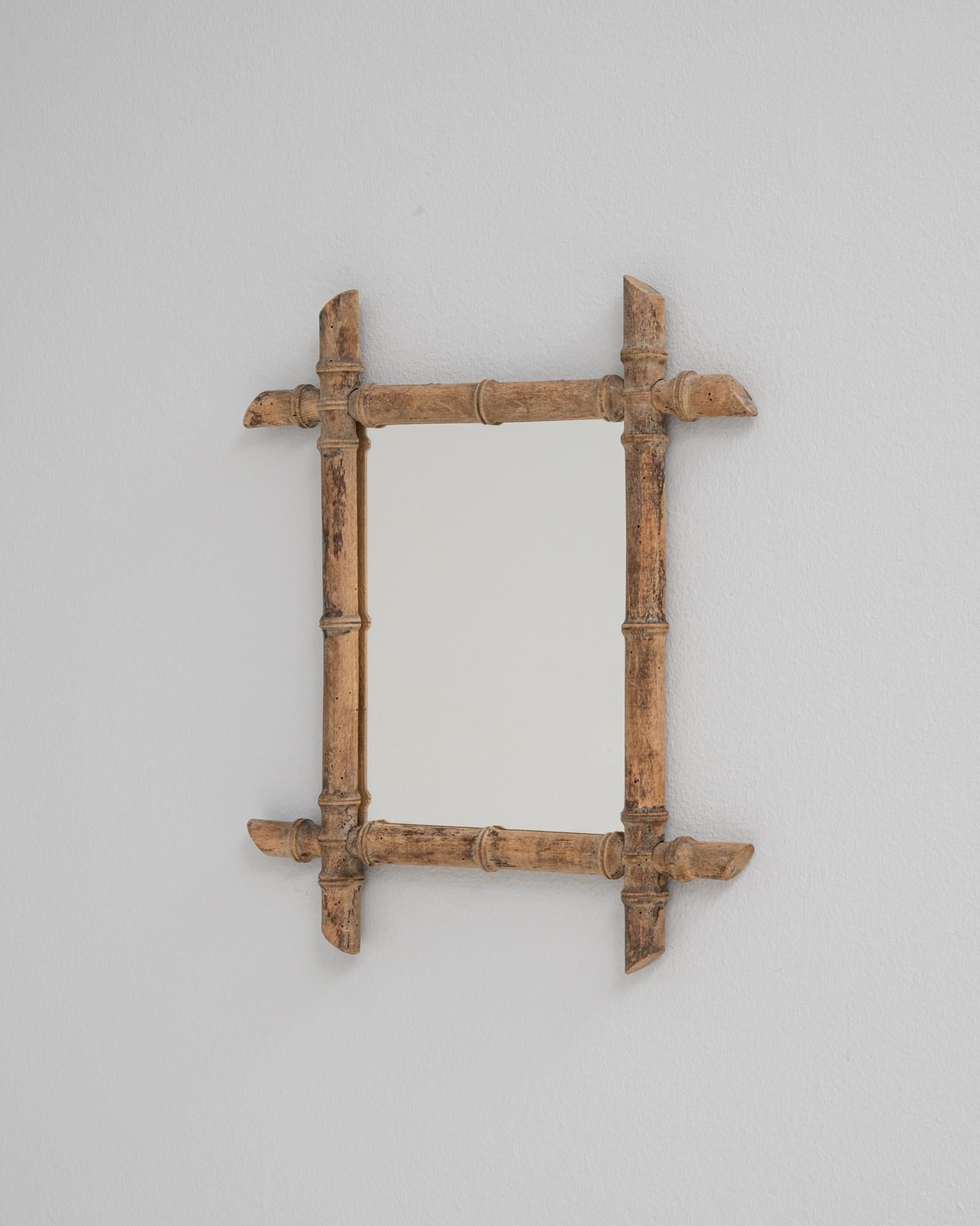 Espejo de bambú de imitación de Francia de 1900 en venta 2