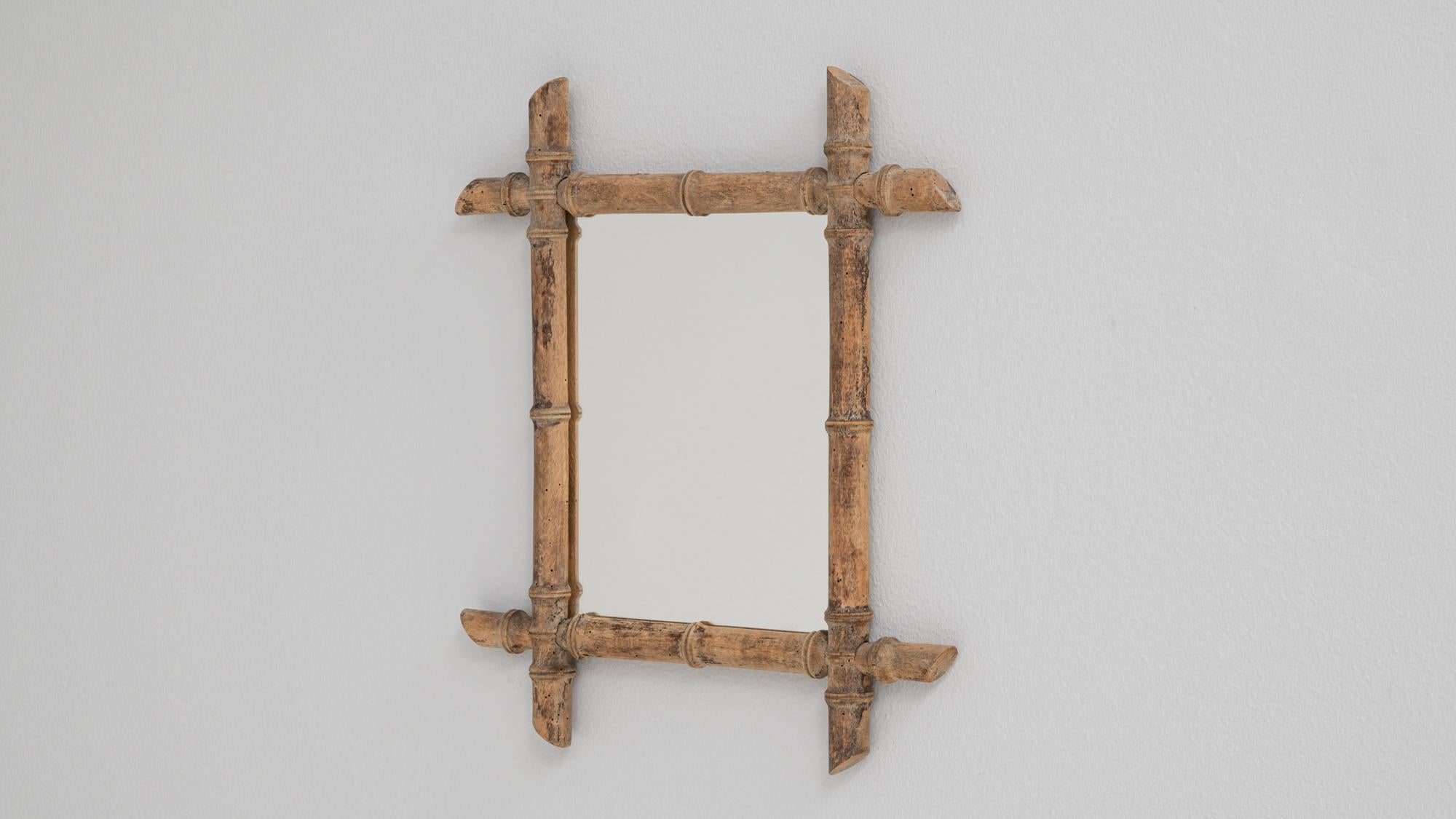 Espejo de bambú de imitación de Francia de 1900 en venta 3