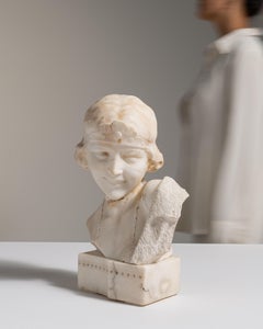 1900s French Antique White Art Nouveau Marble Bust by Boilay