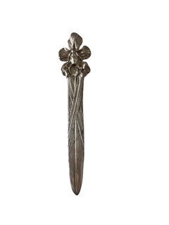 1900s French Art Nouveau Iris & Maiden Heavy Silver Plated Letter Opener
