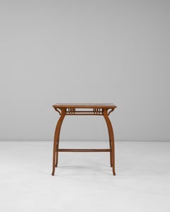 1900s French Art Nouveau Wooden Side Table With Floral Top
