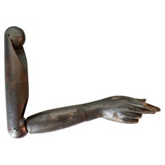 Used 1900s French Articulated Life-Size Mannequin's Arm in Painted and Plastered Wood