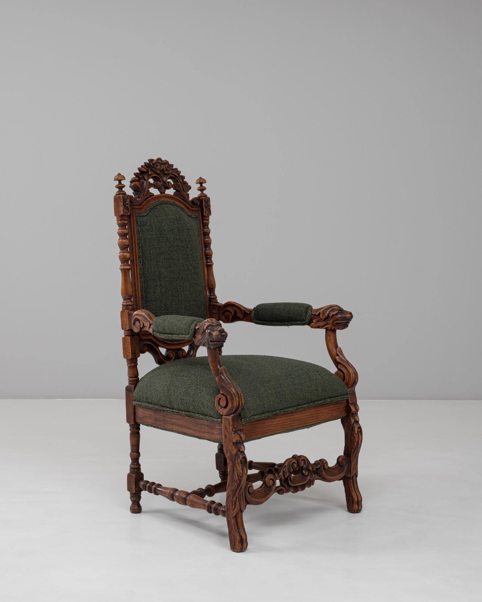 Poltrona barocca francese del 1900 in Oak con cuscini imbottiti in vendita 1