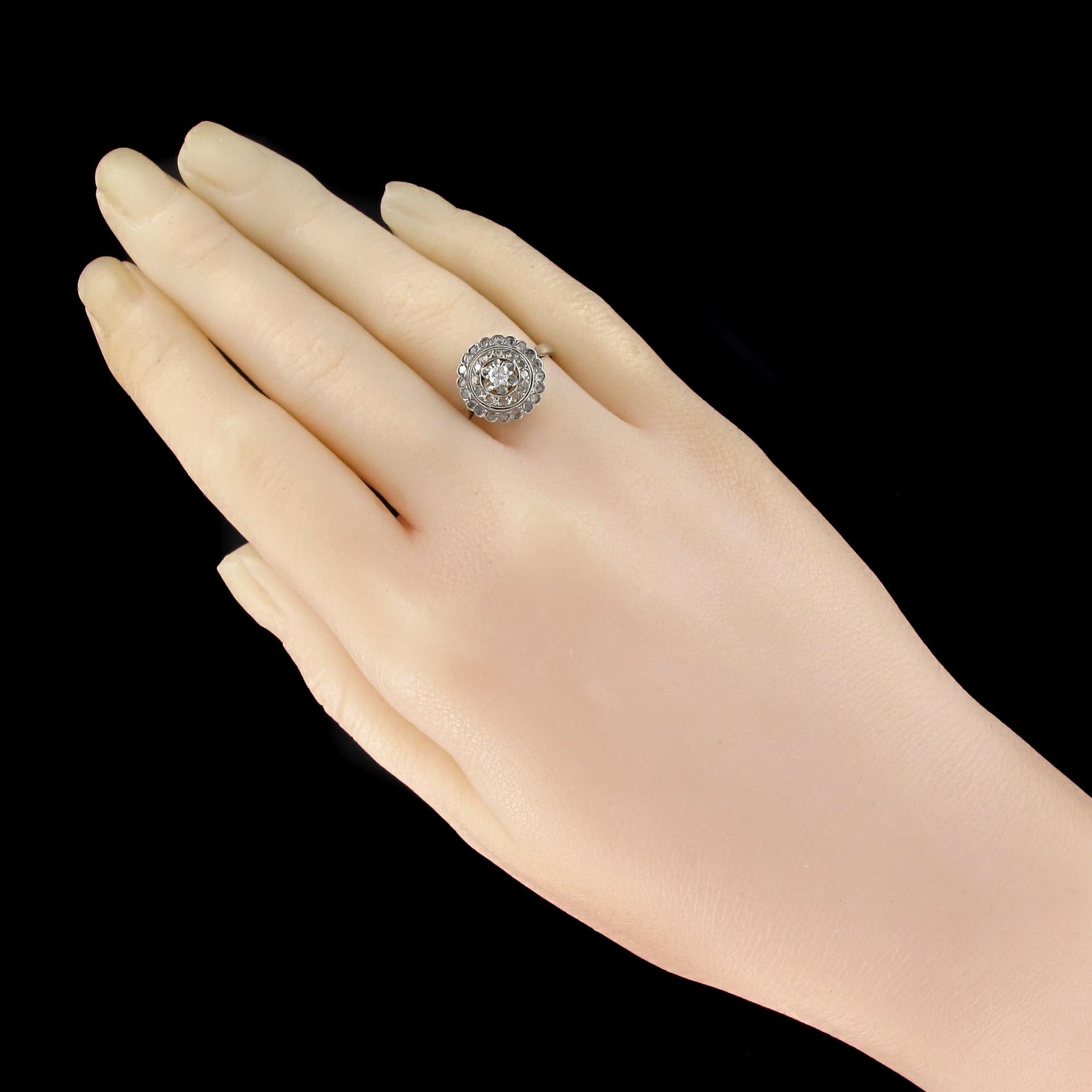 Belle Époque 1900s French Belle Epoque Diamond White Gold Round Ring
