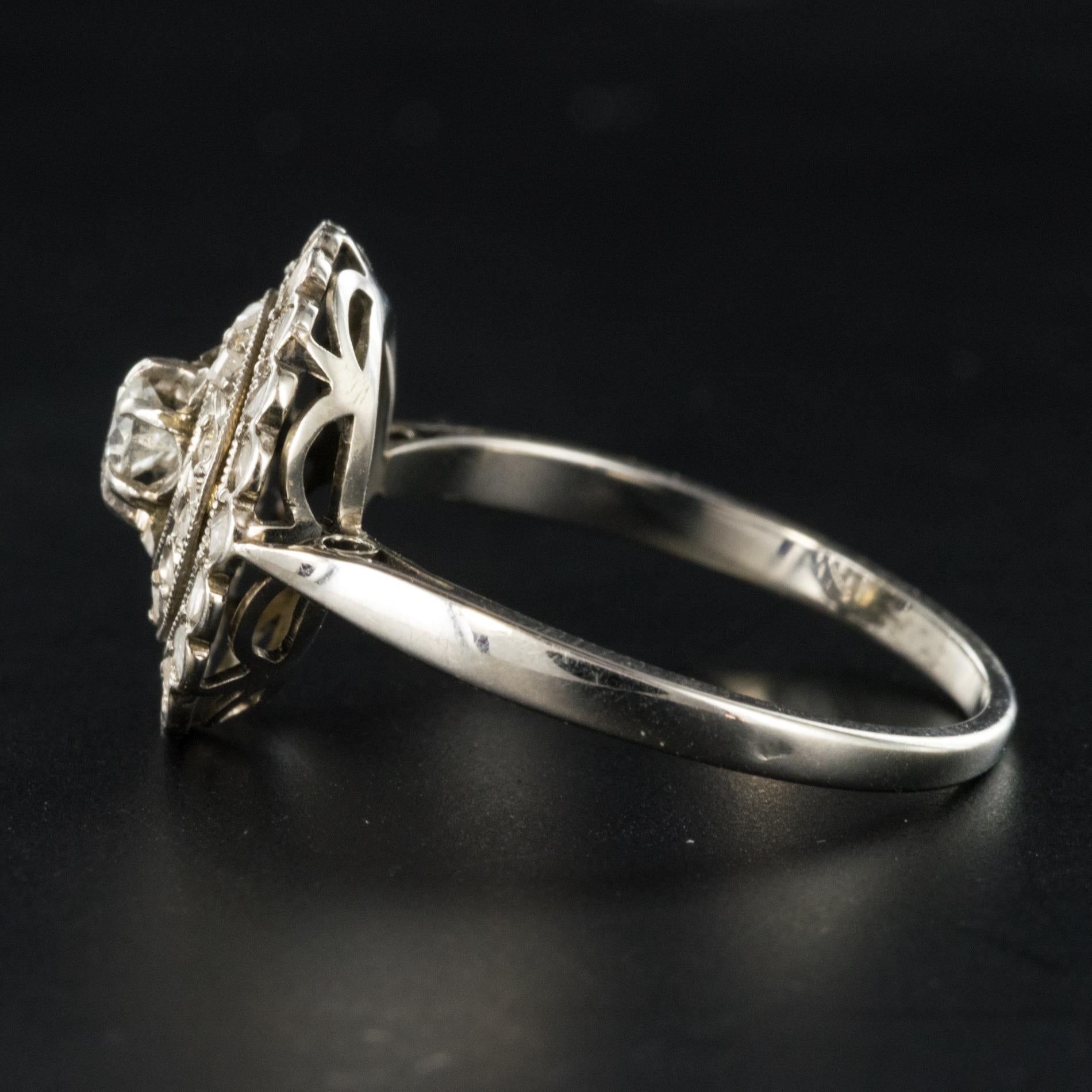 1900s French Belle Epoque Diamond White Gold Round Ring 1