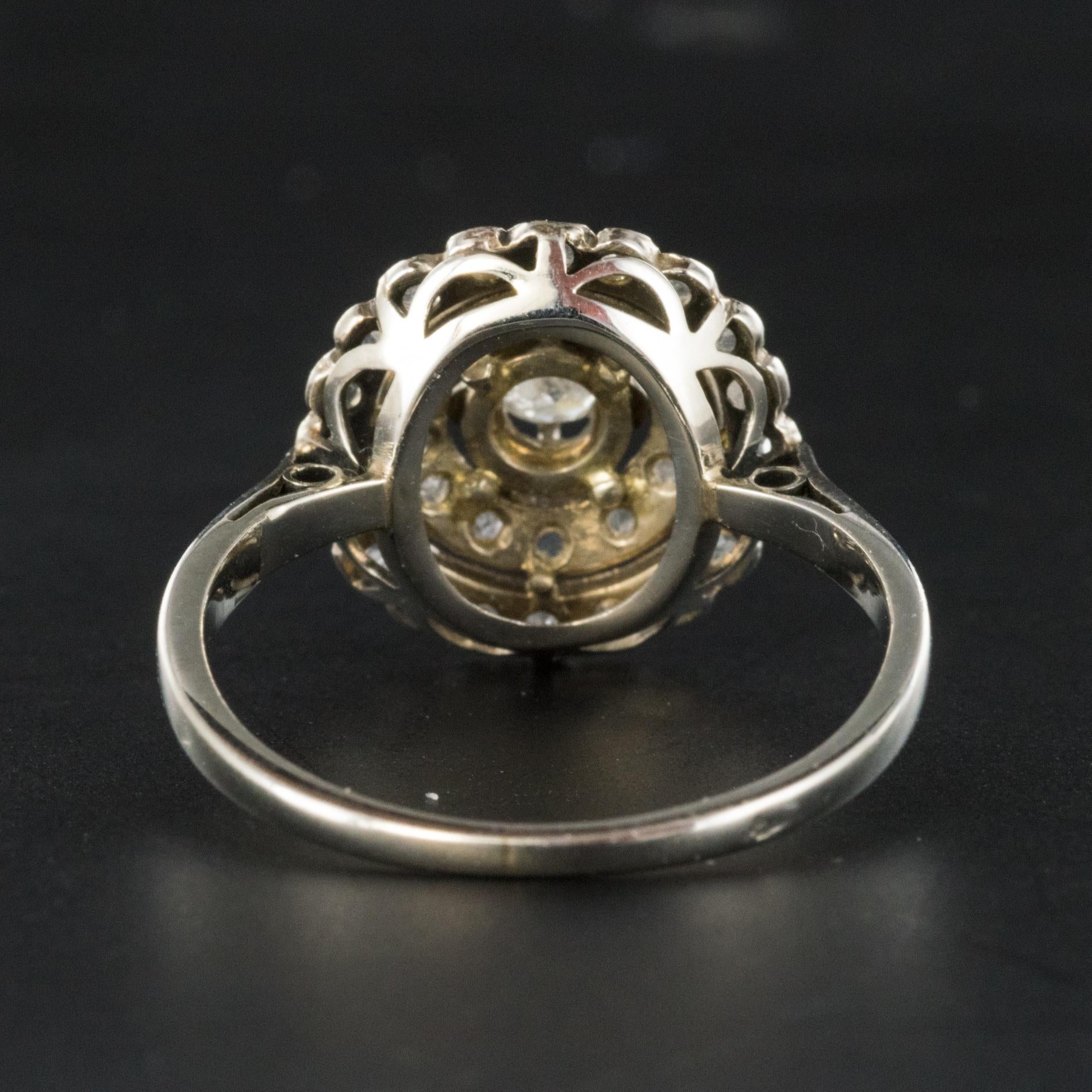 1900s French Belle Epoque Diamond White Gold Round Ring 2