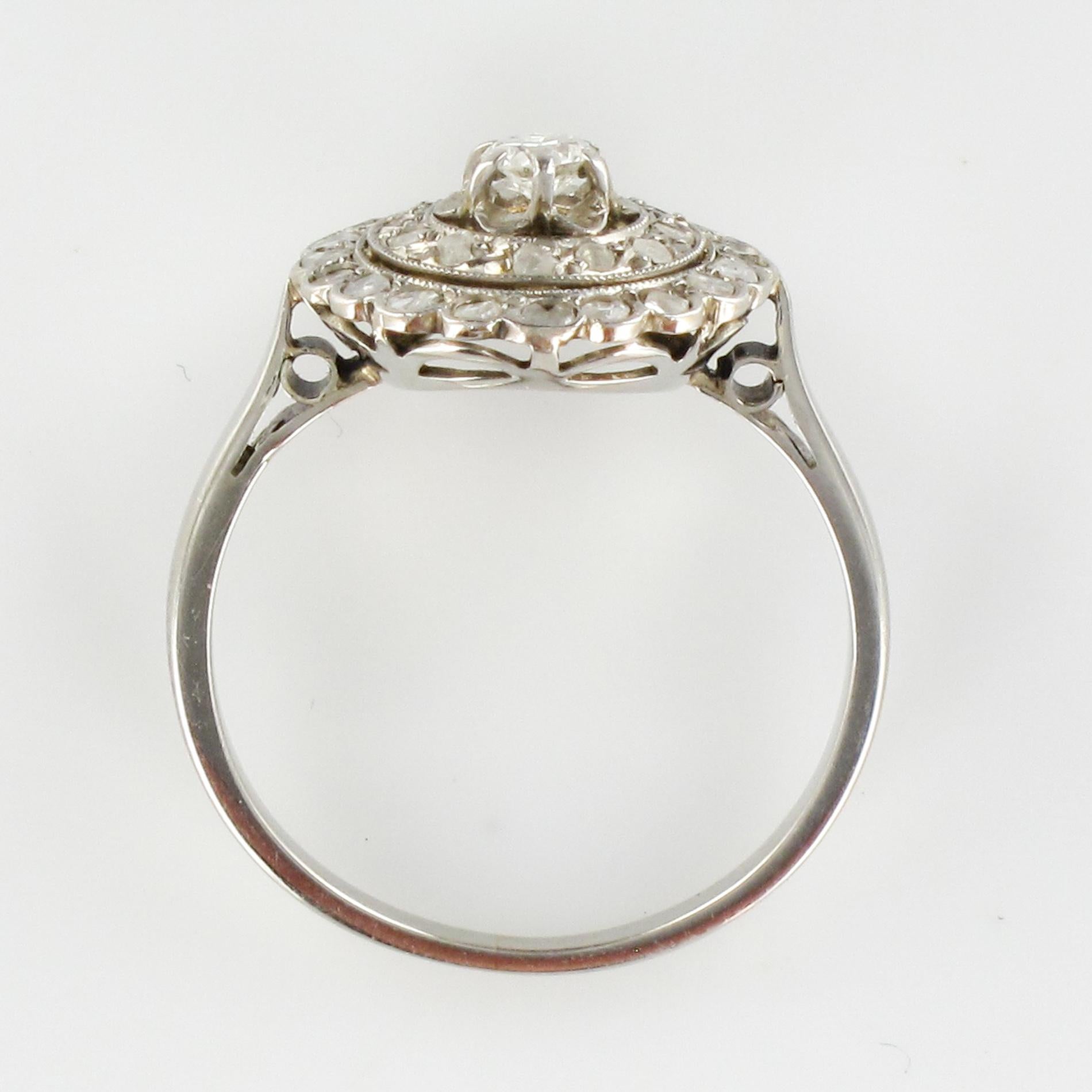 1900s French Belle Epoque Diamond White Gold Round Ring 3