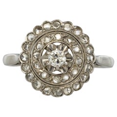 1900s French Belle Epoque Diamond White Gold Round Ring