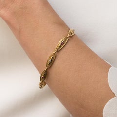 1900s French Belle Époque Ruby Diamonds 18 Karat Yellow Gold Link Bracelet