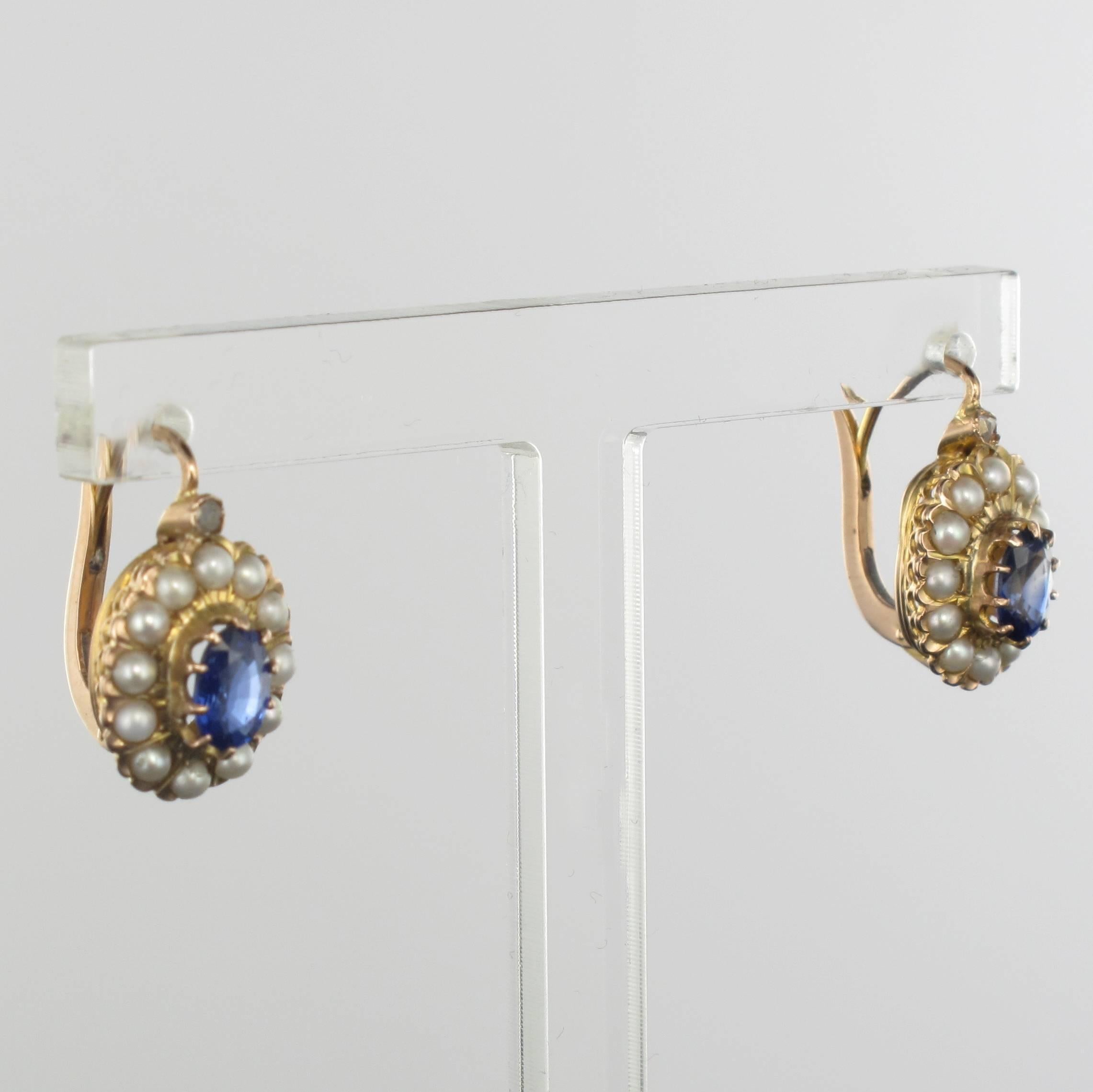 Women's 1900s French Belle époque Sapphire Cultured Pearl Drop Earrings