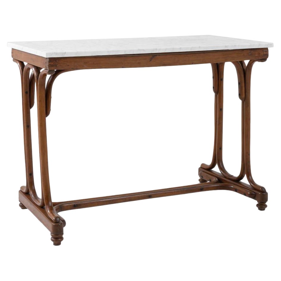 1900s French Bentwood and Marble Bistro Table