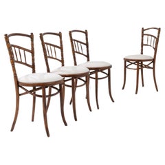 Antique 1900s French Bentwood Bistro Chairs, Set of Four