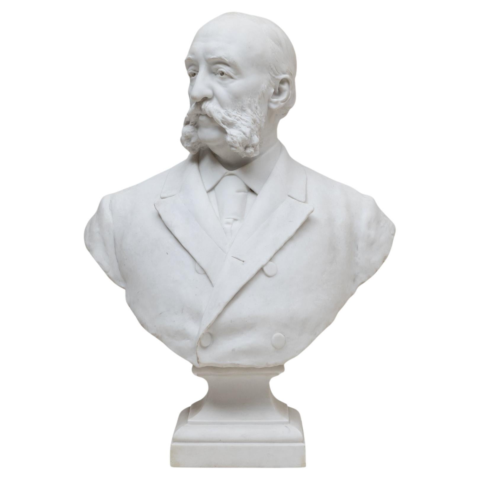 Busto di uomo in porcellana di Bisque francese del 1900